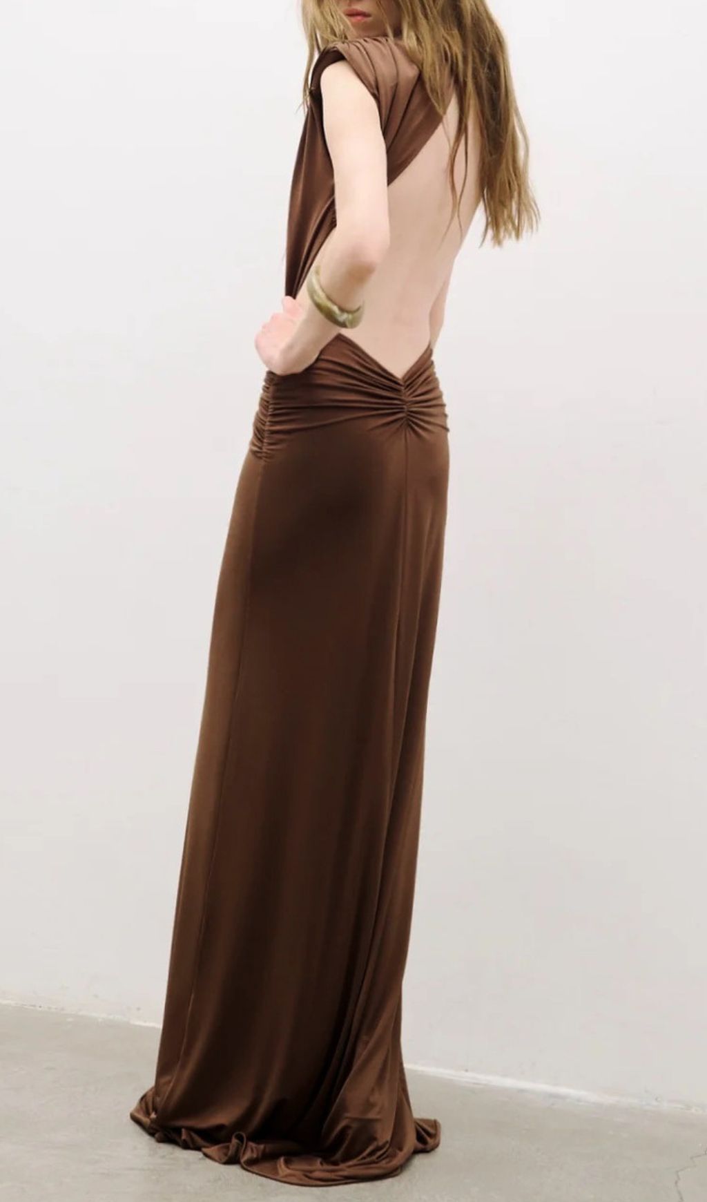 0001b3c68d0c786d4eca2e4caa71190f.jpg Fashionslee Women Joselyn Coffee Deep V-Neck Maxi Dress