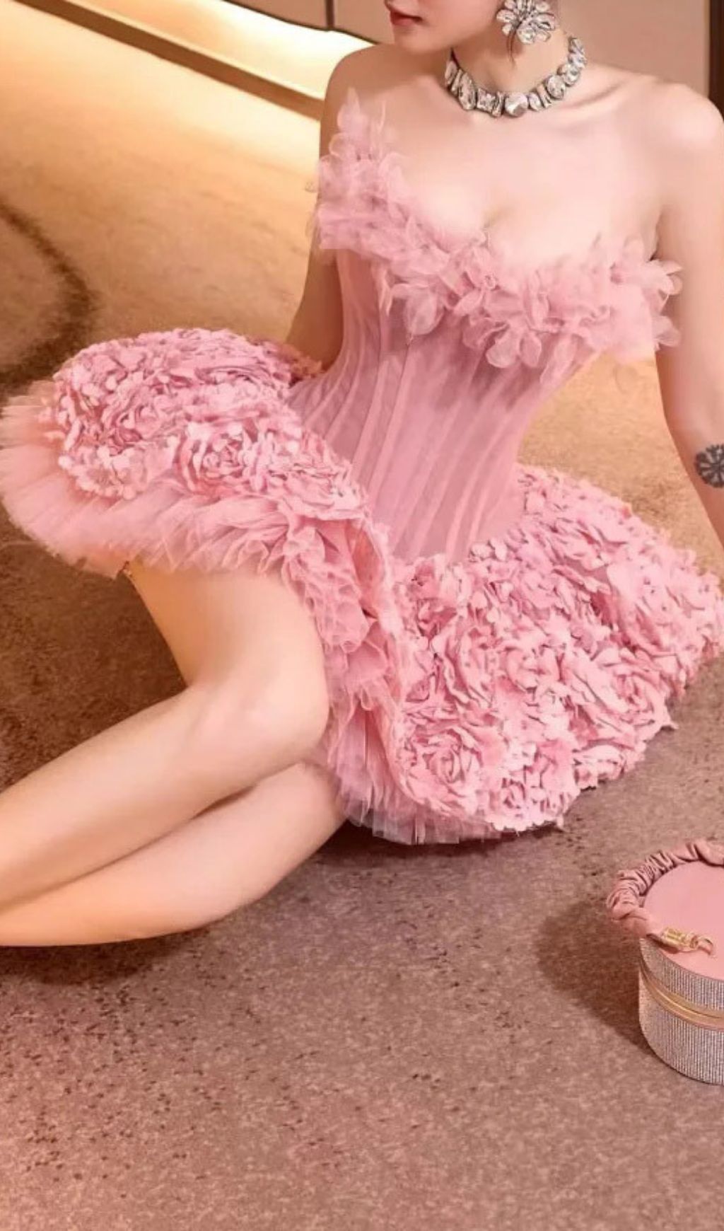 0028e9108c861ba7d336d71a909fd2c2.jpg Fashionslee Women Irma Strapless Corset Flower Mini Dress