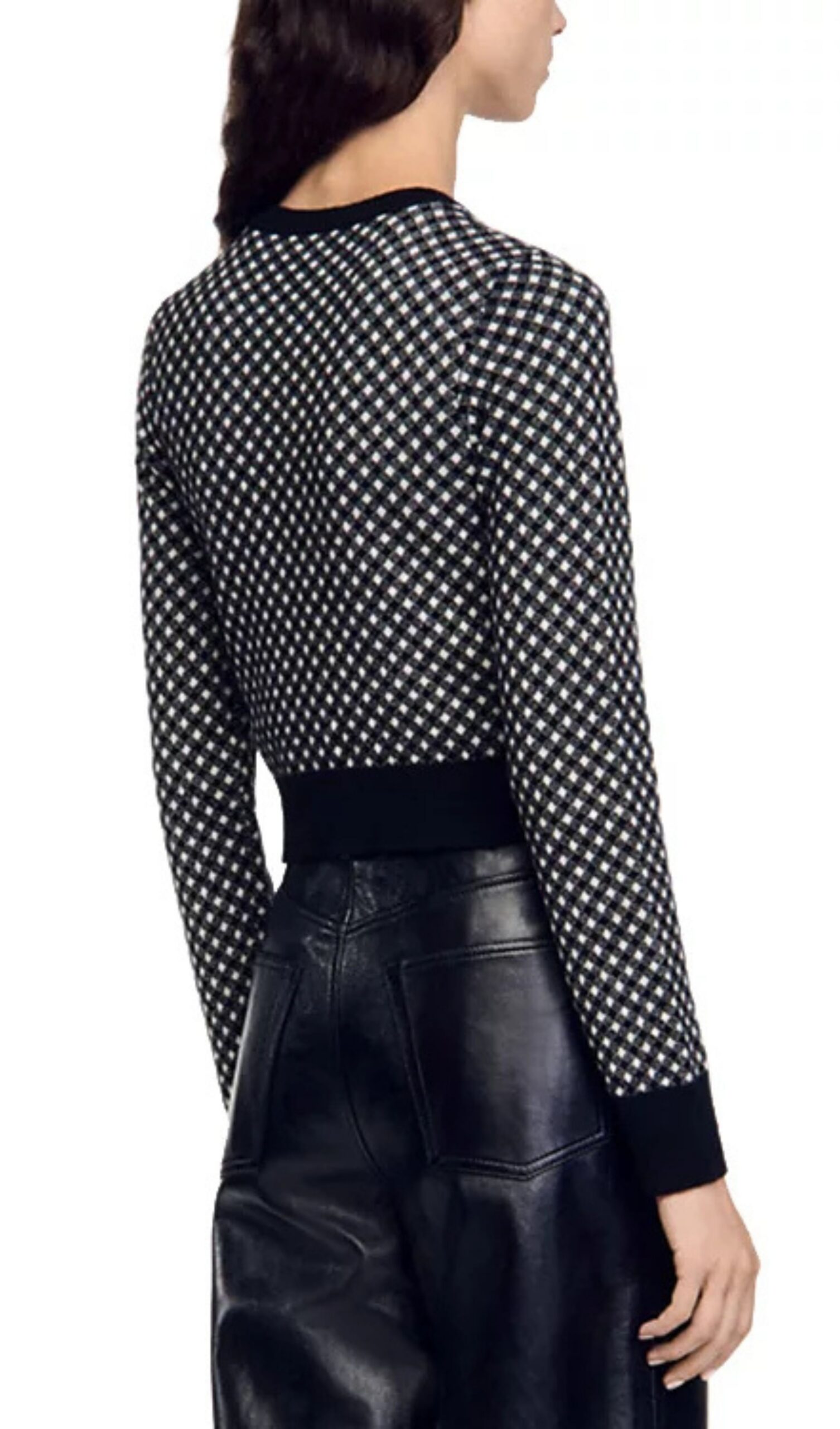 Fashionslee Women Jessy Two Tone Check Jacquard Cardigan