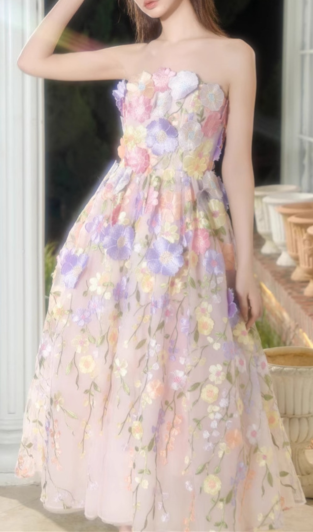 00417a9c70e1a75073acce948530b1f8.jpg Fashionslee Women Danyale Strapless Flower Maxi Dress