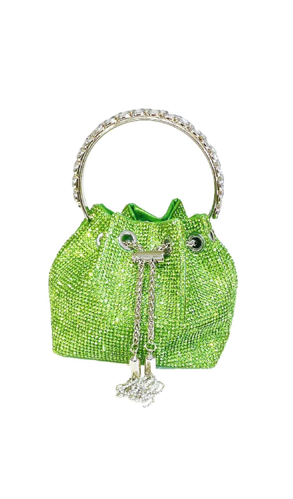 Fashionslee Women Crystal Embellished Bucket Bag In Green