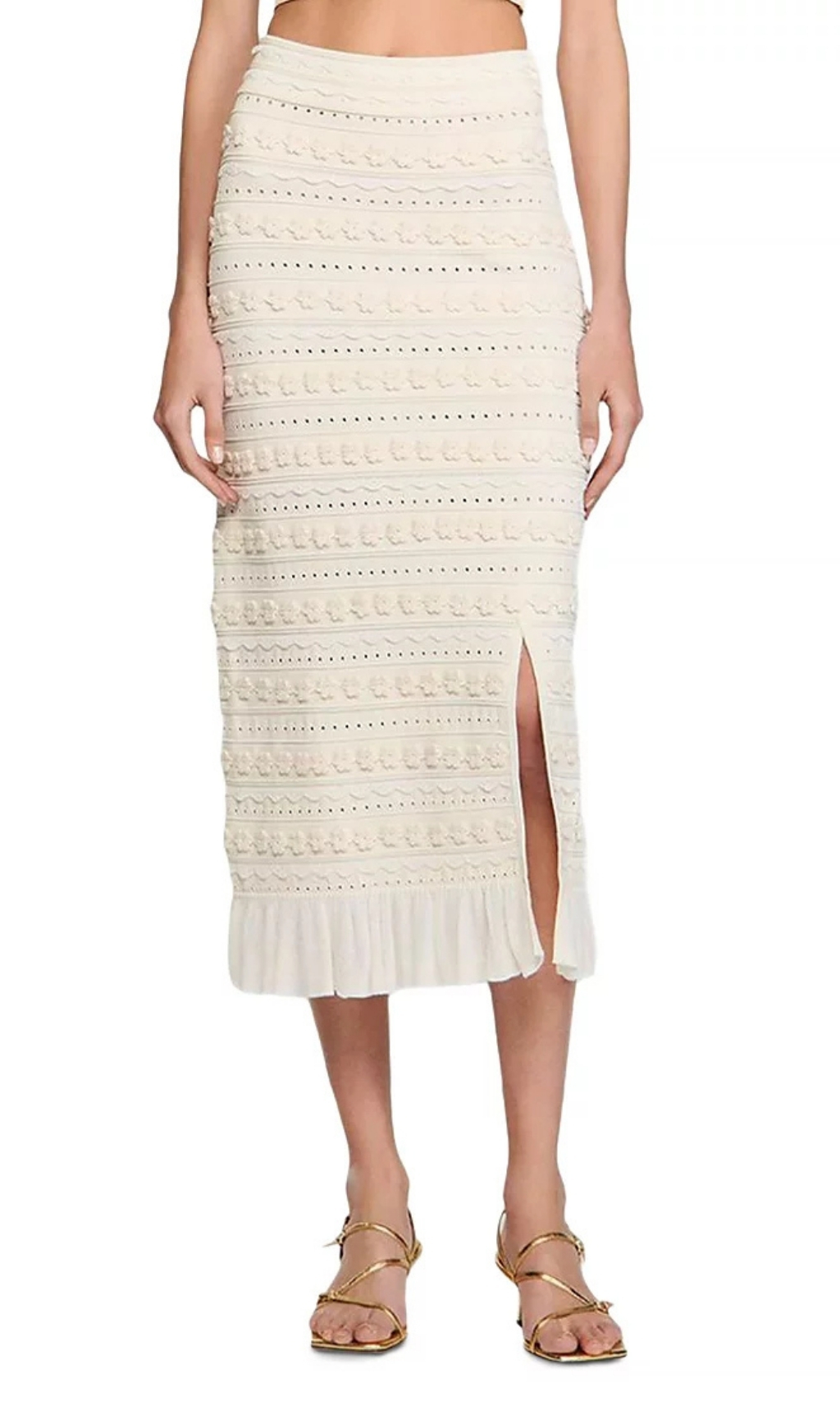 Fashionslee Women Crochet Trim Knit Skirt