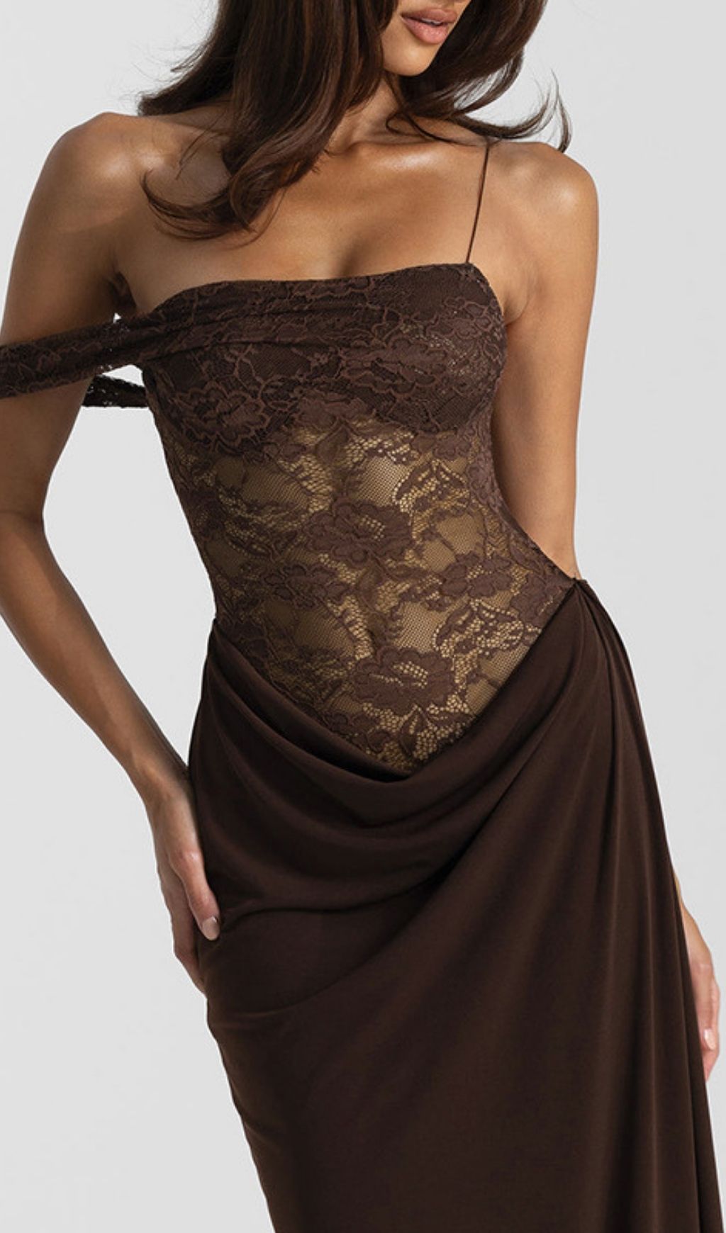 TRENDING COFFEE LACE MAXI DRESS - OWNCI TRENDING COFFEE LACE MAXI DRESS - OWNCI