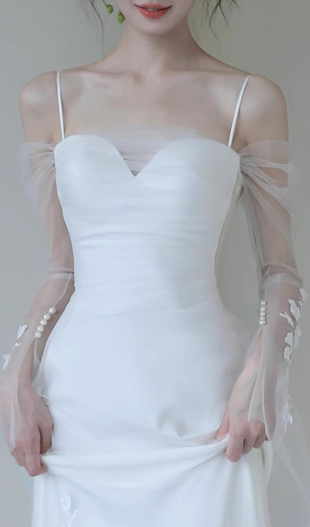009605c9d4da1a579e0adacbc32c7a4d.jpg Fashionslee Women Chucky White Mesh Leaf Wedding Dress