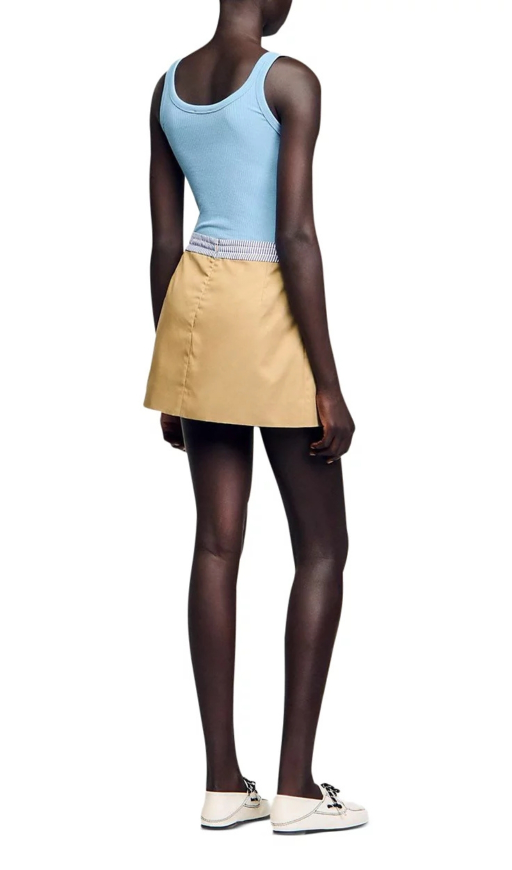 00a2f5cf05d1306676a3fda6c66d117e.jpg Fashionslee Women Short Dual Material Skirt