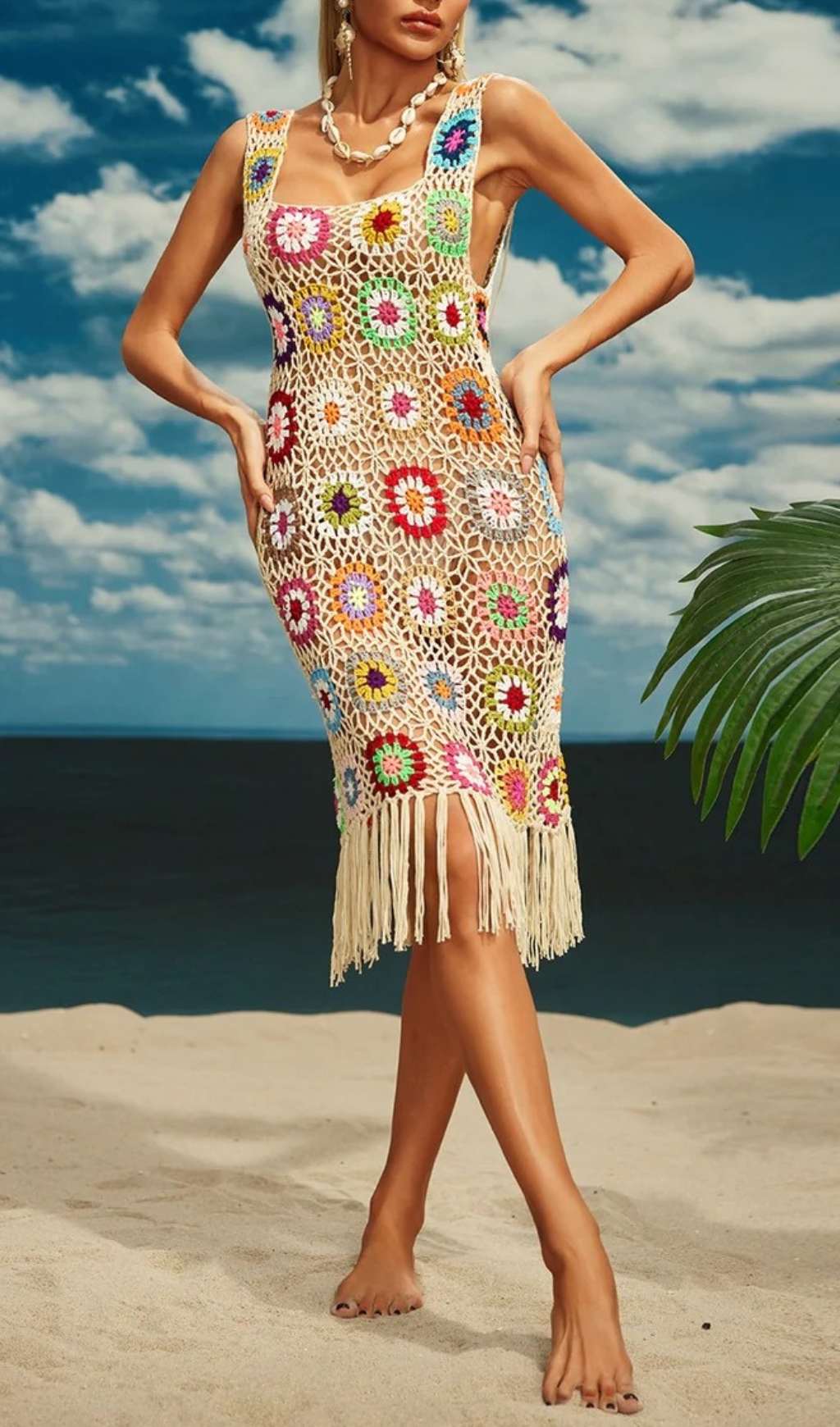 Fashionslee Women Benita Cutout Fringe Knitted Midi Dress