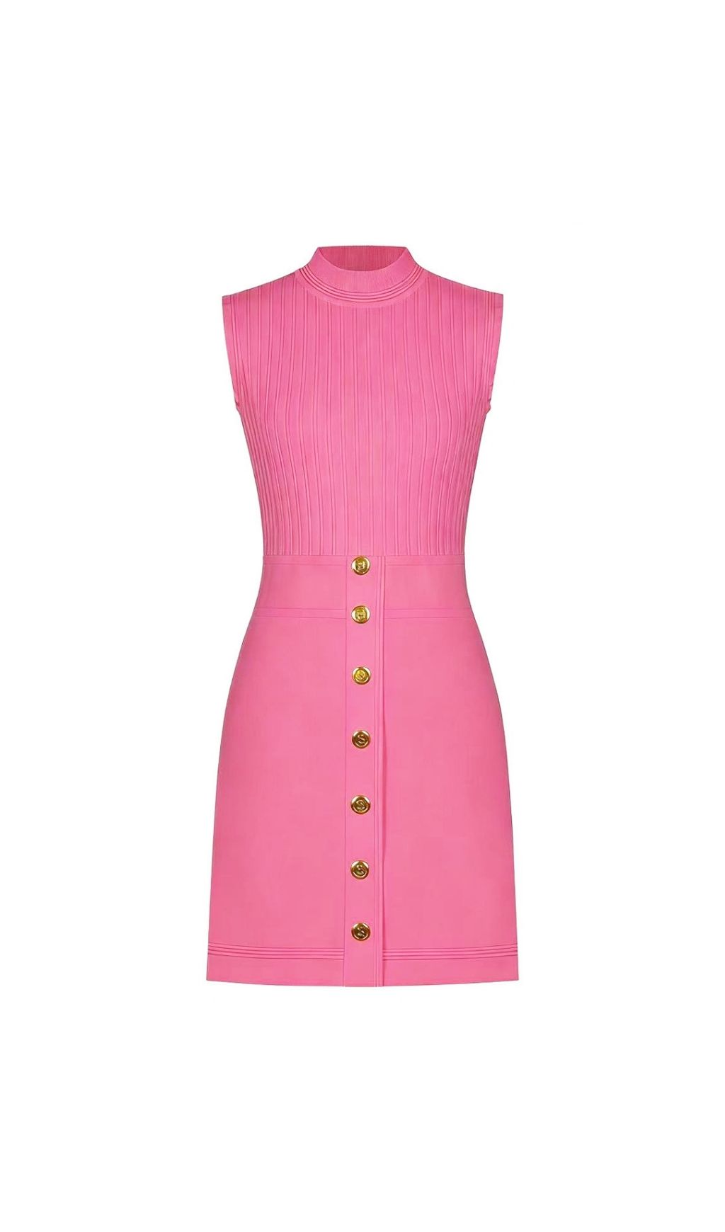 Fashionslee Women Kiranda Pink Sleeveless Knit Mini Dress