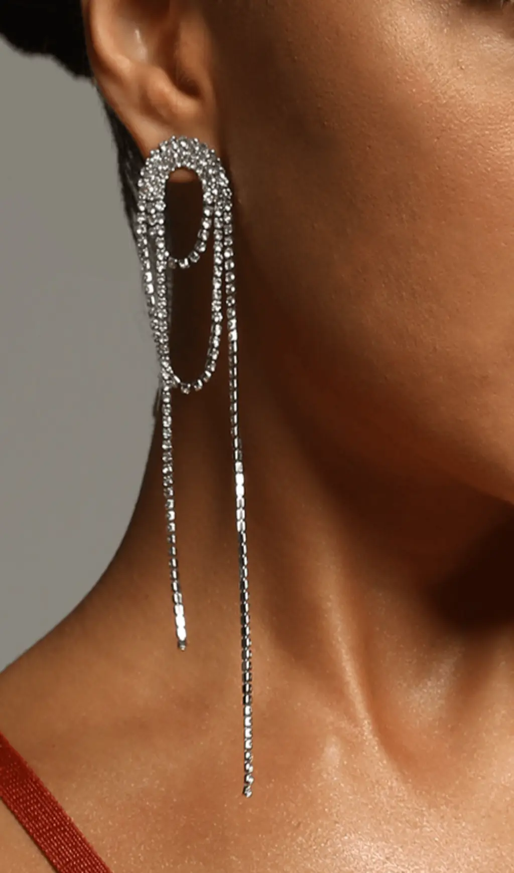 Fashionslee Women Silver Diamond Tassel Earrings