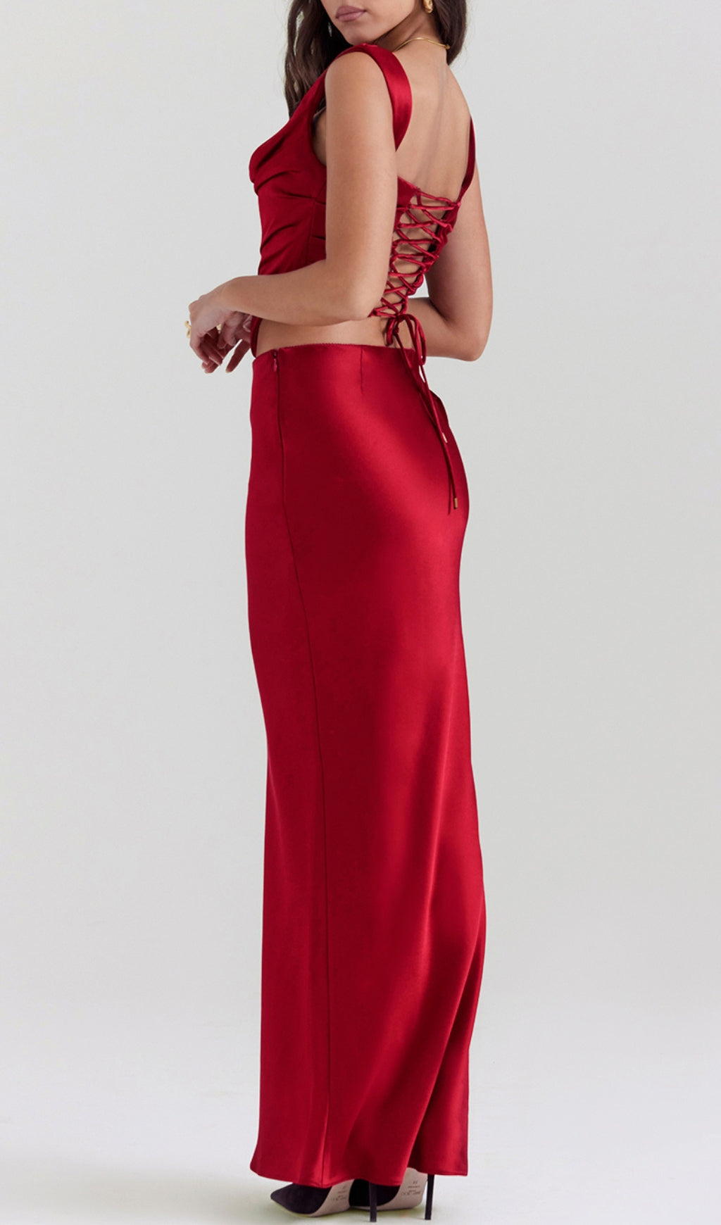 00e39e6744cc5c148c2ccf392223f811.jpeg Fashionslee Women Satin Ruched Two Pieces Set In Red
