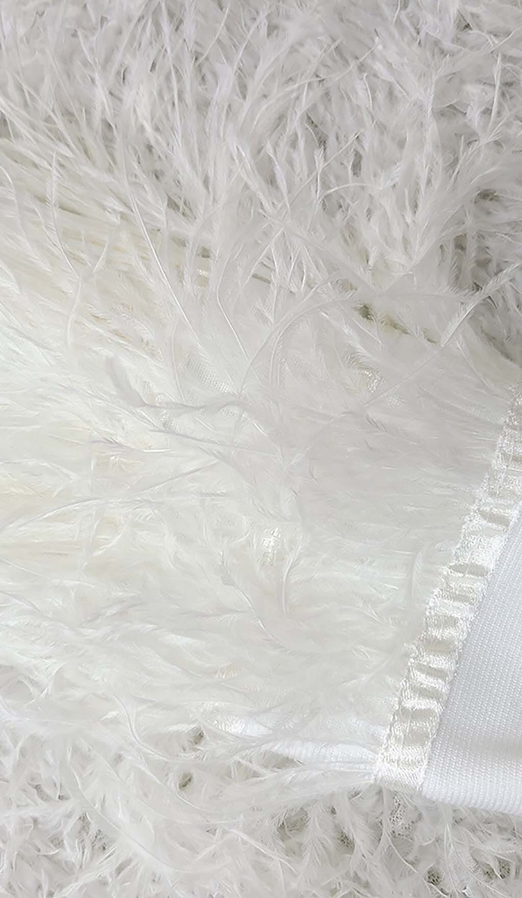 Fashionslee Women Feather Bandage Mini Dress-White