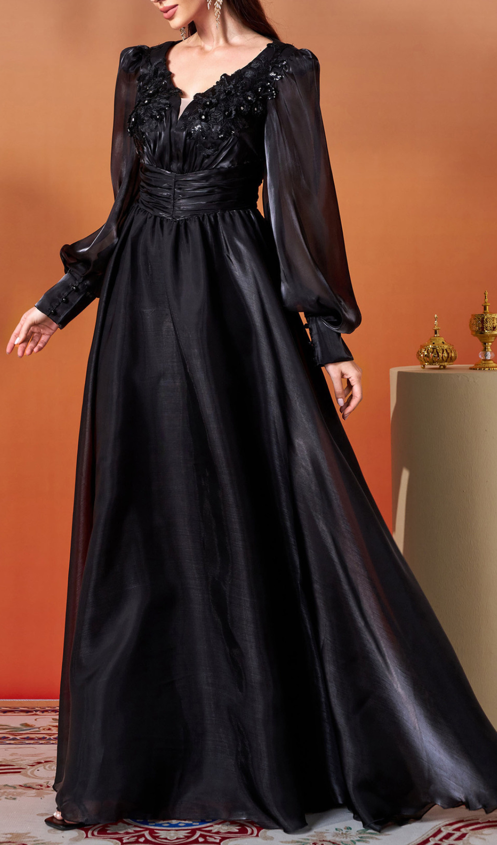 Fashionslee Women Gelilah Black Long Sleeve Maxi Dress