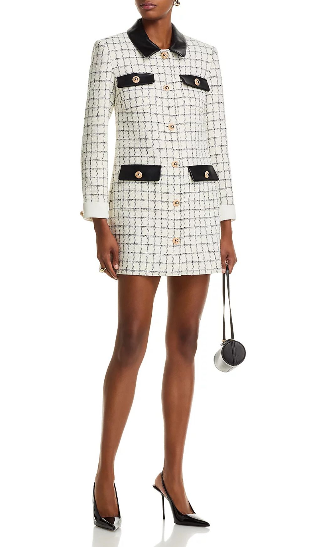 01208ec7ff98f9454c18c6f8291e4b7e.jpg Fashionslee Women Windowpane Check Bouclé Mini Dress