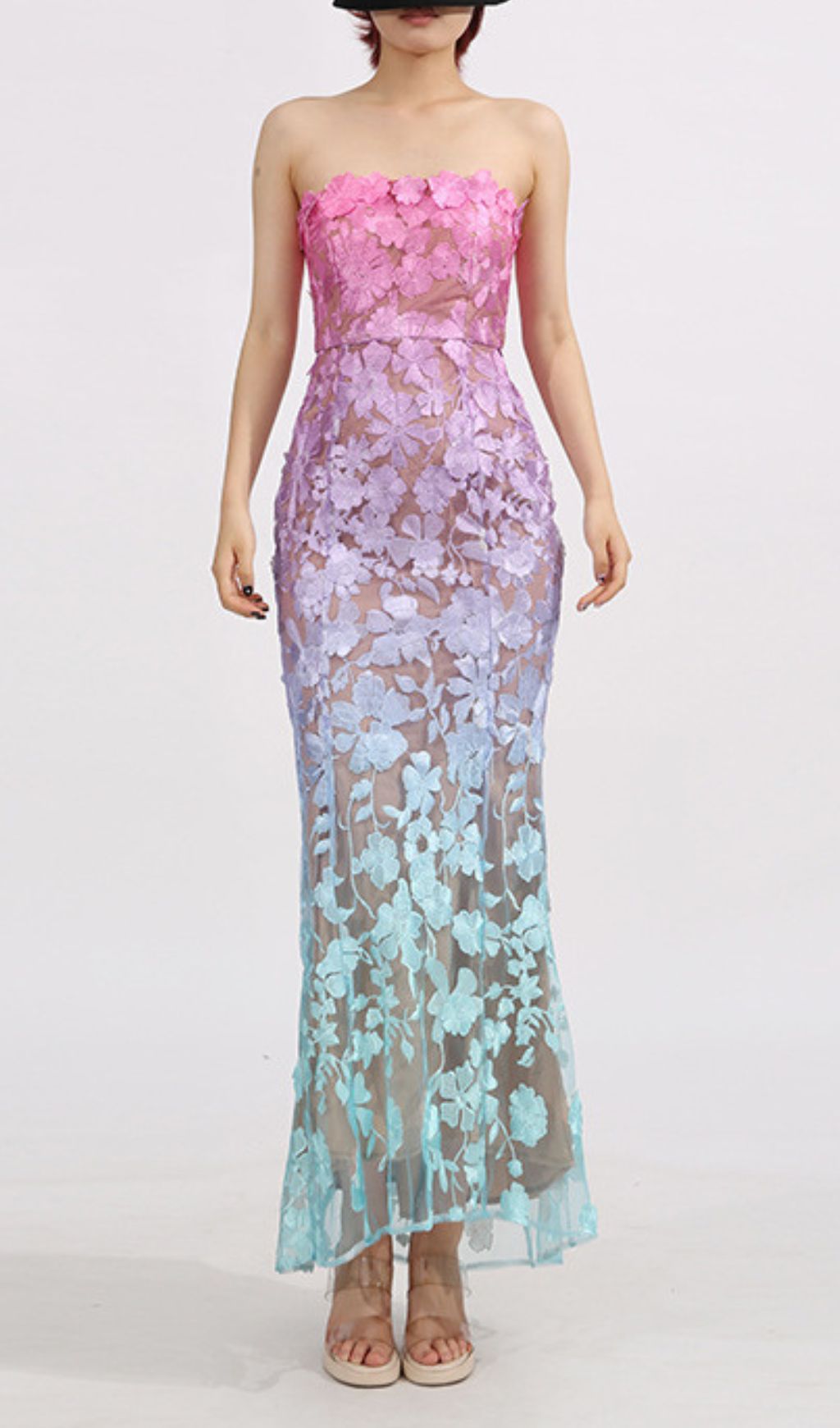 Fashionslee Women Elora Strapless Flower Embroidery Maxi Dress