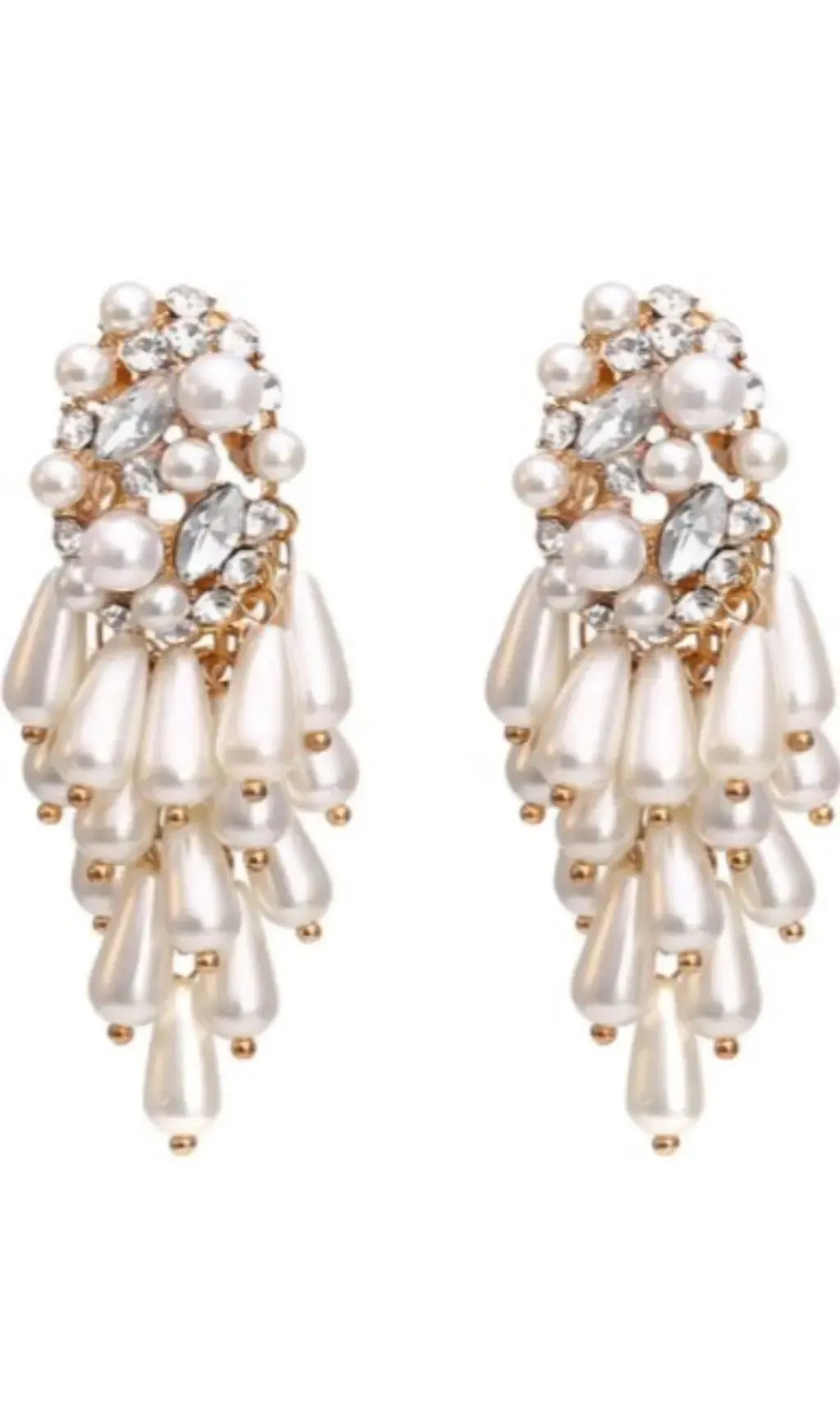 VIRAL PEARL TASSEL DIAMOND DROP EARRINGS