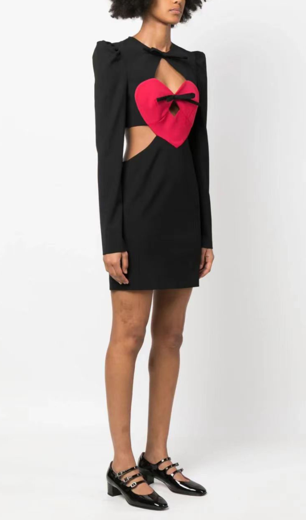 Fashionslee Women Brettney Red Heart Long Sleeve Mini Dress