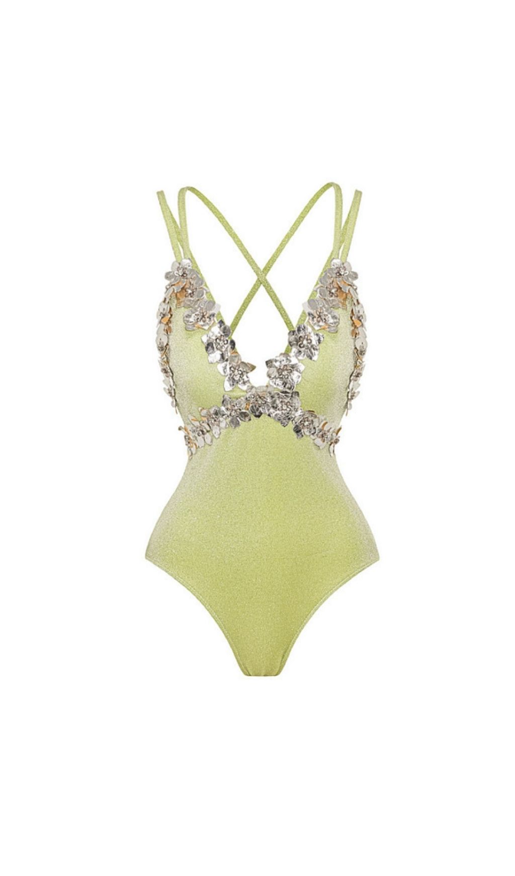 Fashionslee Women Kristie Green Flower One-Piece Swimsuit & Sarong