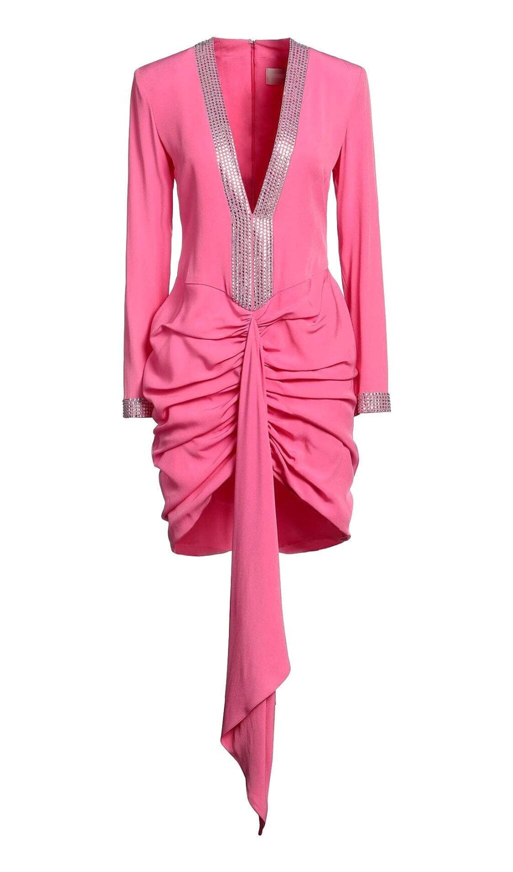 0161e2d2bbae9e438bd7cca941e9199a.jpeg Fashionslee Women Strass Embellished Ruched Mini Dress In Pink