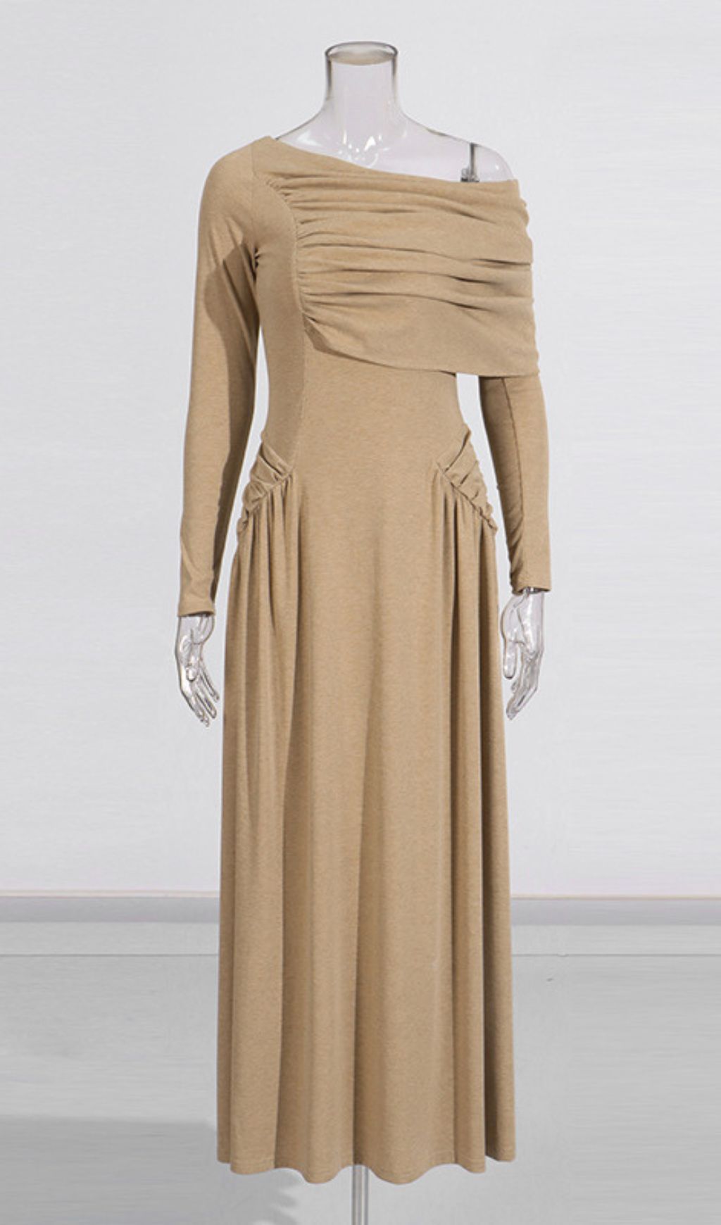 018740c8a941c543c4c918e6ccc0ee59.jpg Fashionslee Women Gaia Ruched Long Sleeve Maxi Dress