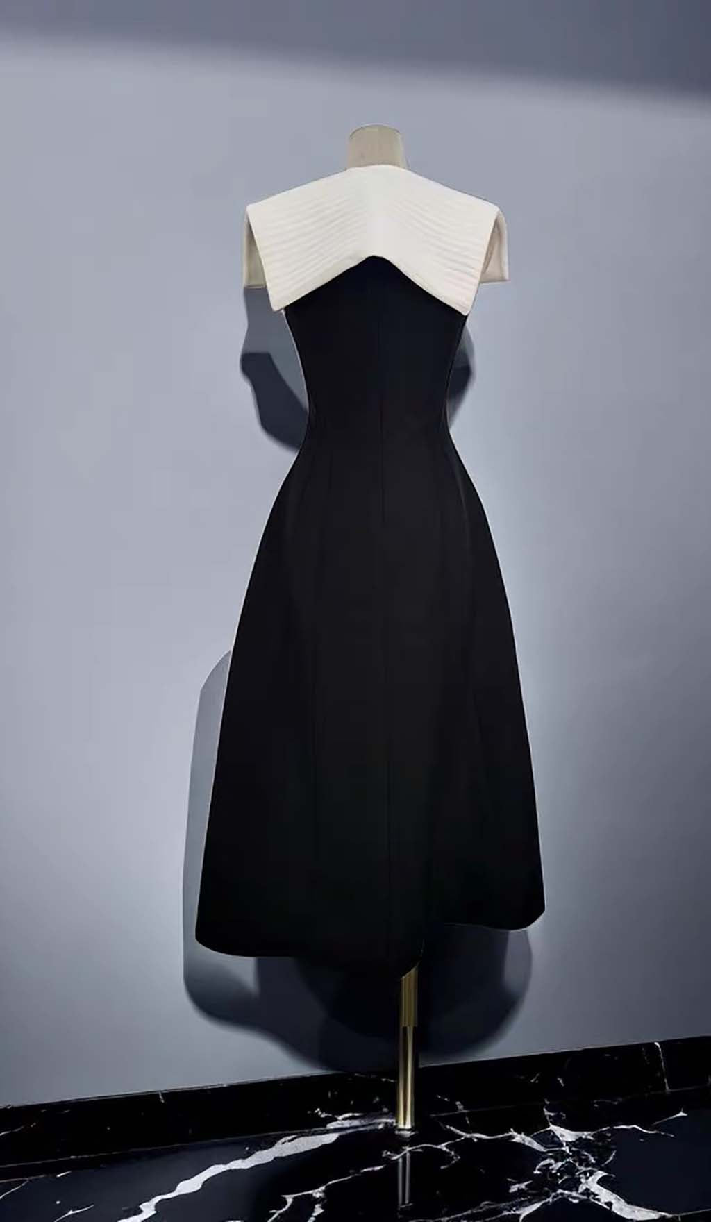 Fashionslee Women Stitching A Line Midi Dress In Black