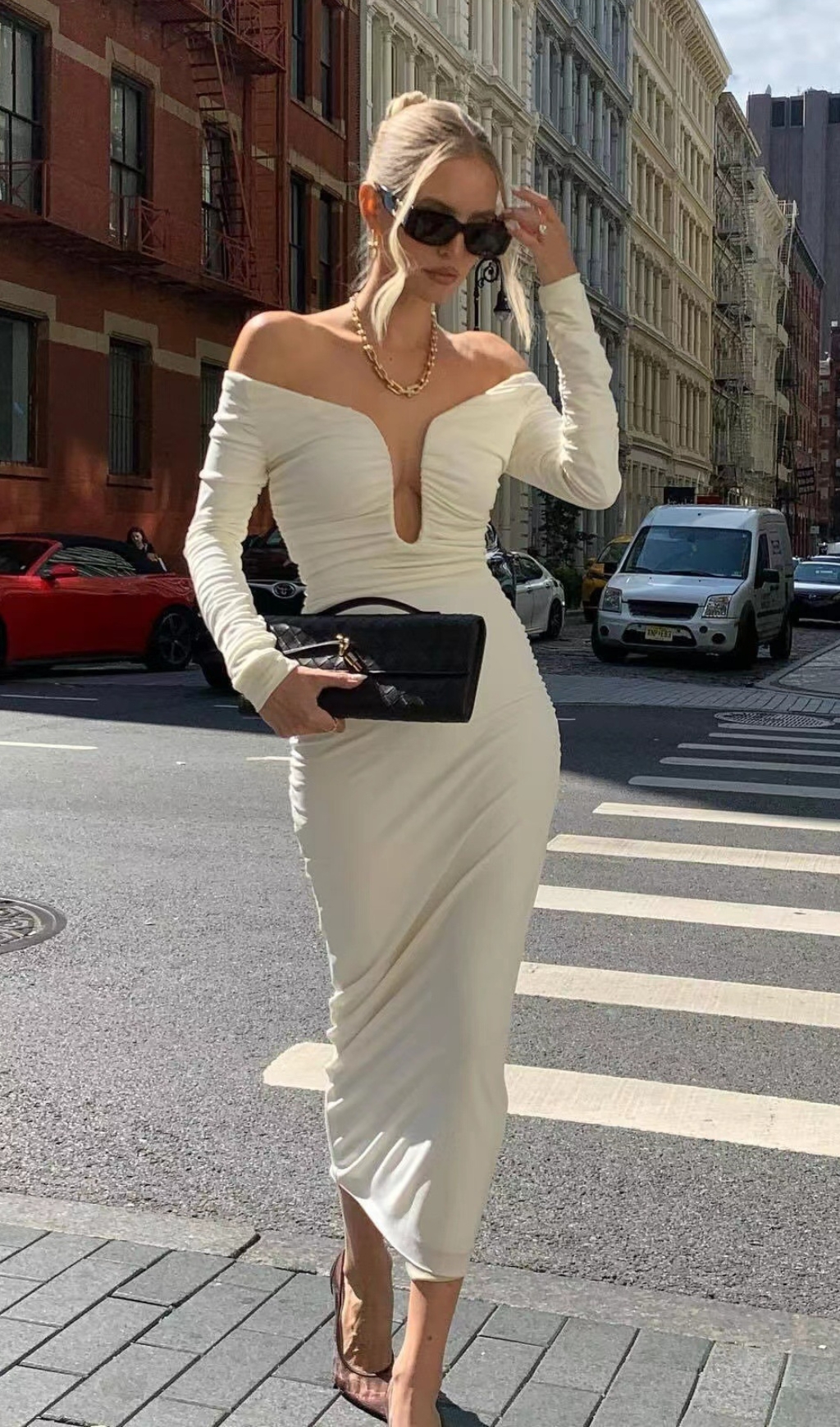 VINTAGE WHITE MIDI DRESS – AESTHETIC LONG SLEEVE - OWNCI VINTAGE WHITE MIDI DRESS – AESTHETIC LONG SLEEVE - OWNCI