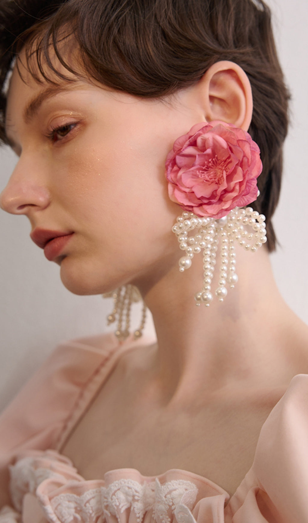 Fashionslee Women Annick Pink Flower Petals Acrylic Earrings