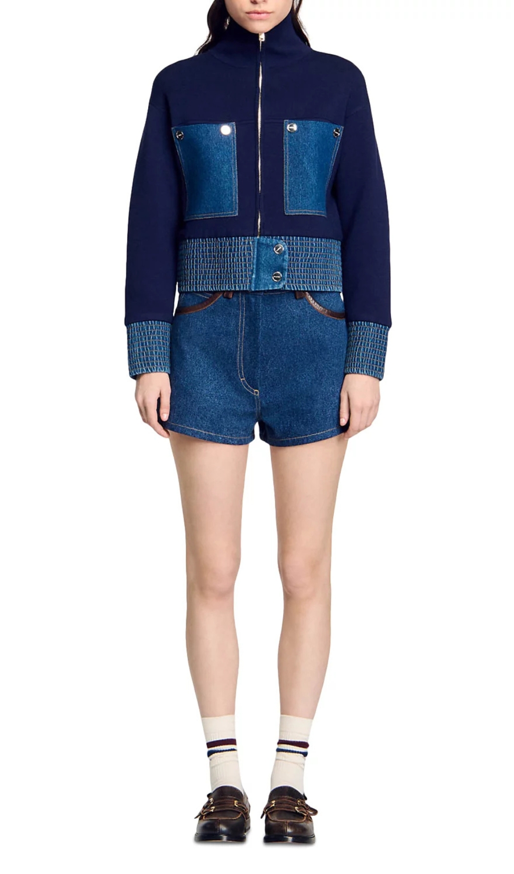 0217bc169d1c99281164af68438aa4d8.jpg Fashionslee Women Vancouver Denim Trim Knit Jacket