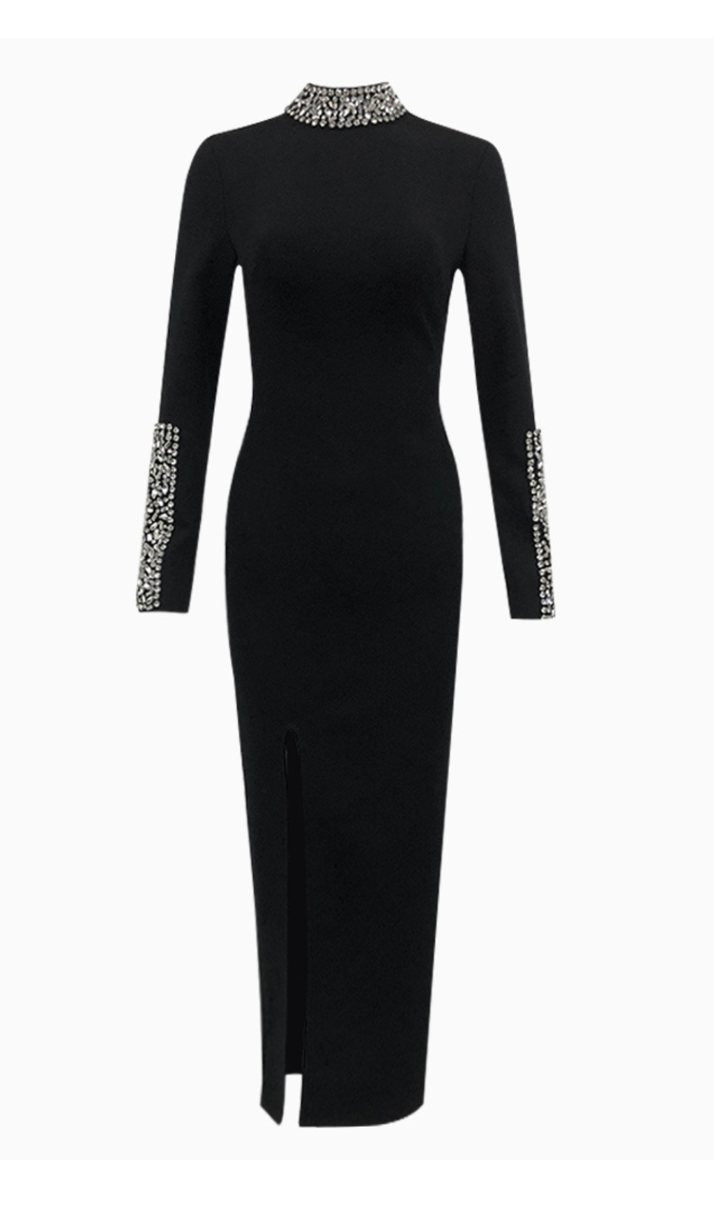 023cc9b47e58047b2f3eebff4e8979a4.jpg Fashionslee Women Bridie Black Long Sleeve Crystal Midi Dress