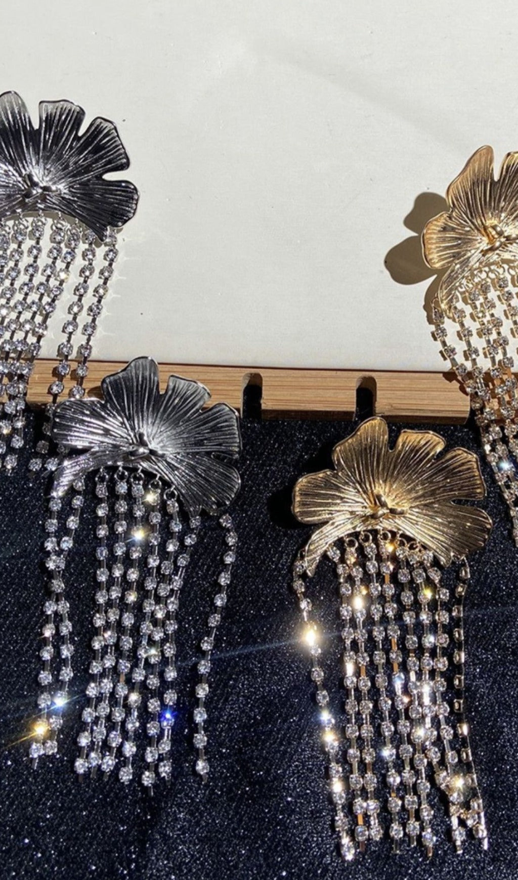 Fashionslee Women Flower Crystal Fringe Earrings