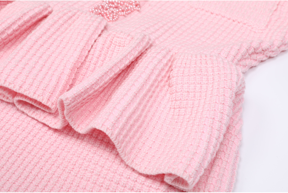 029221ca773d300f44abdc40bfca3b70.jpg Fashionslee Women Kinuye Pink Beaded Knit Midi Dress