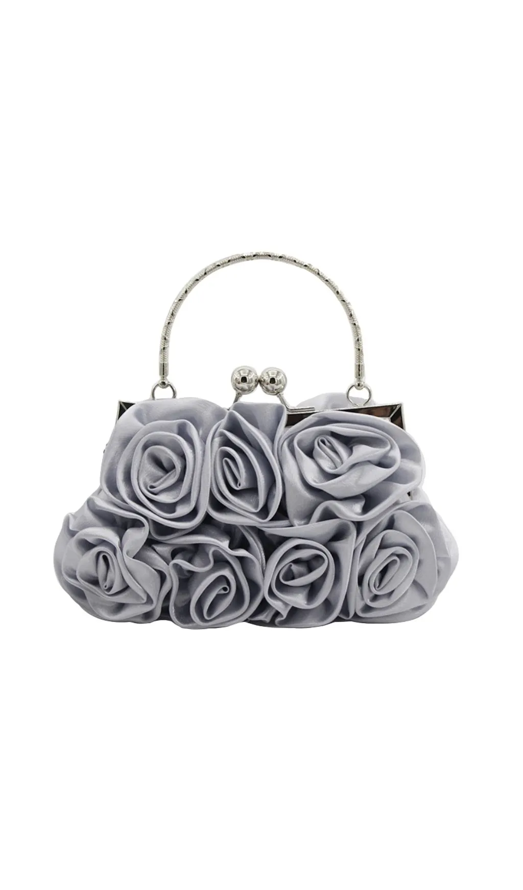 SILVER SATIN BAG TRENDING FLORAL AESTHETIC CLUTCH - OWNCI SILVER SATIN BAG TRENDING FLORAL AESTHETIC CLUTCH - OWNCI