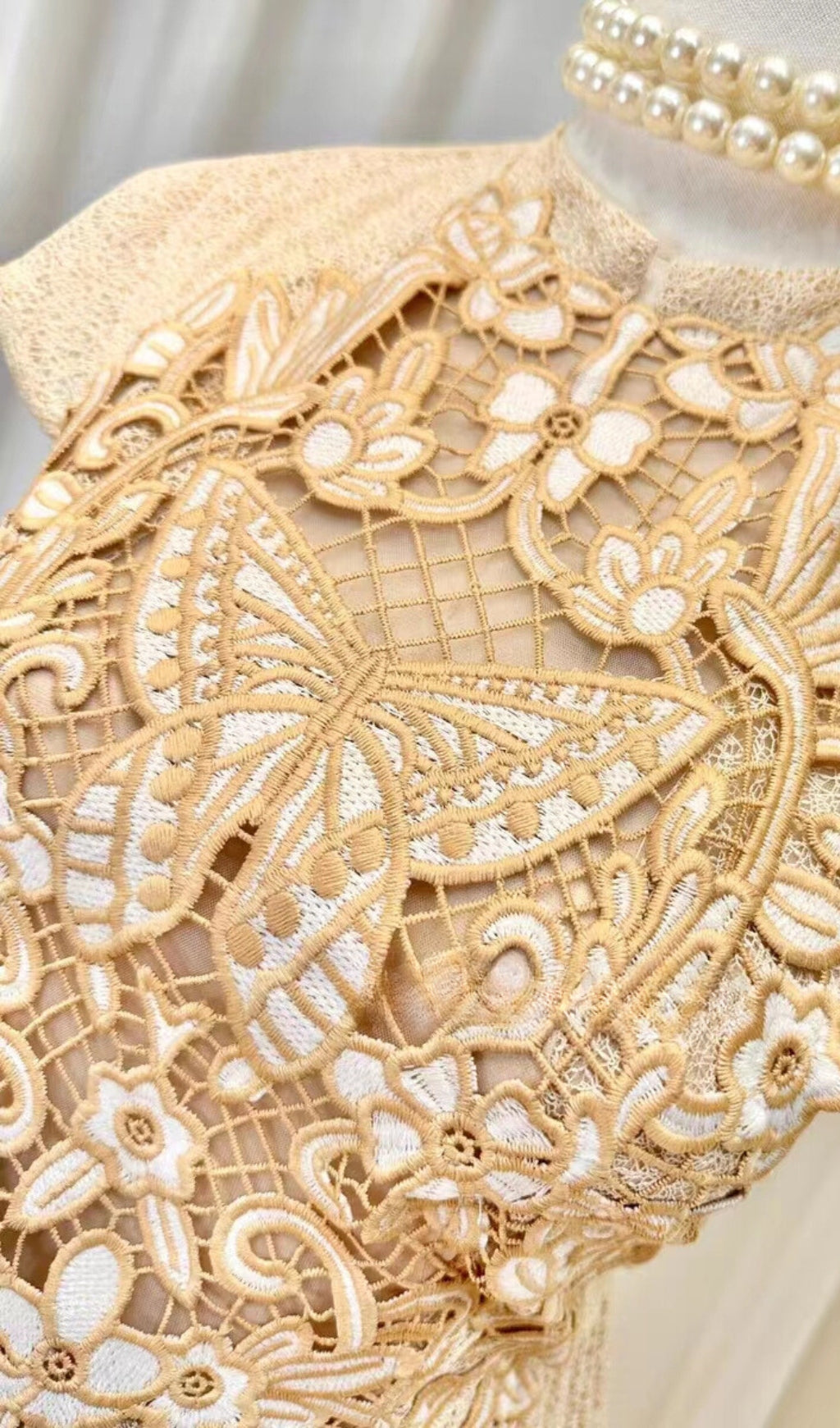 0317b7157d569af2c3cb648a6dde46cb.jpeg Fashionslee Women Pleated Embroidery Midi Dress In Beige