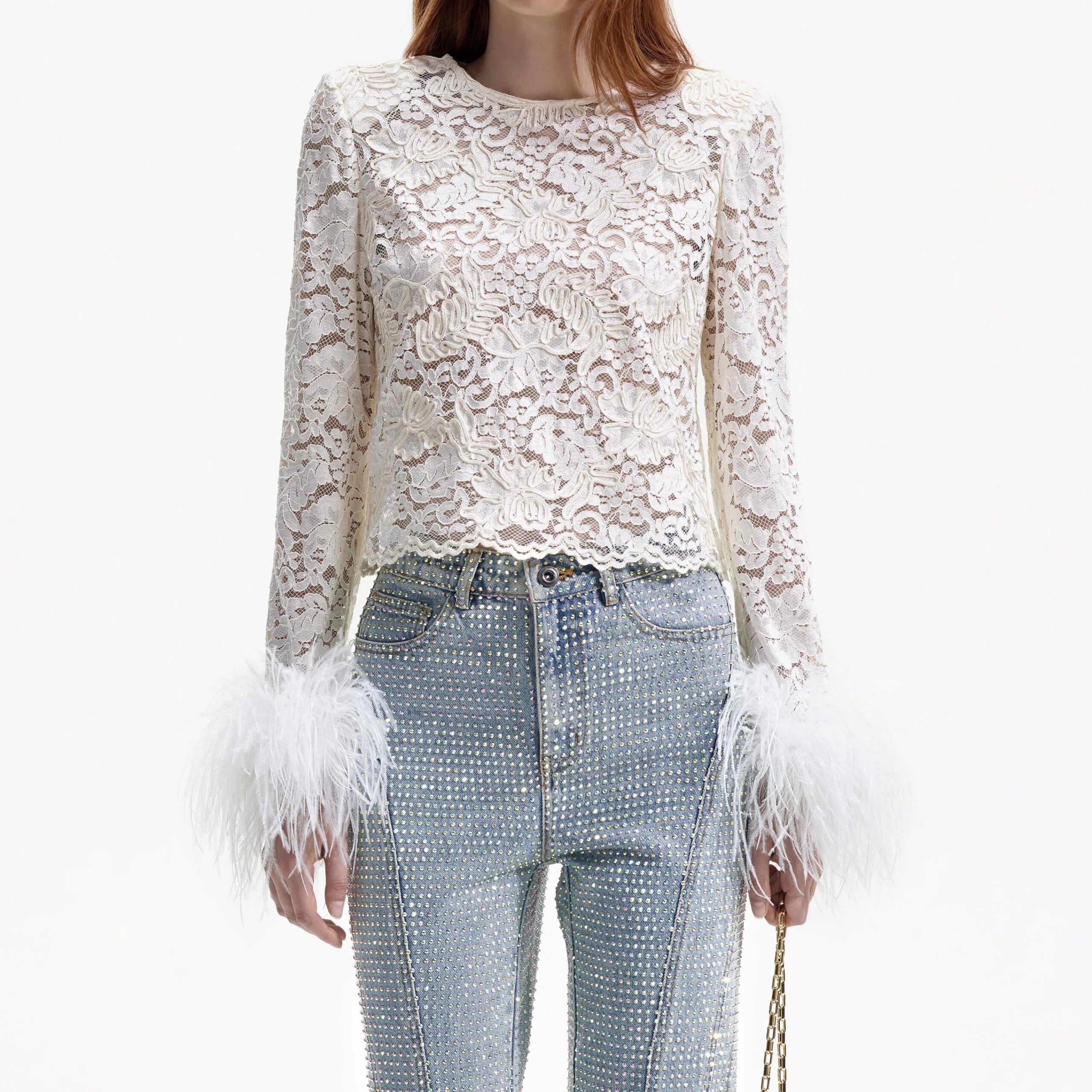 034317b1ea1e6cee8f474872ab8f26db.jpeg Fashionslee Women Akihito Cream Cord Lace Feather Top