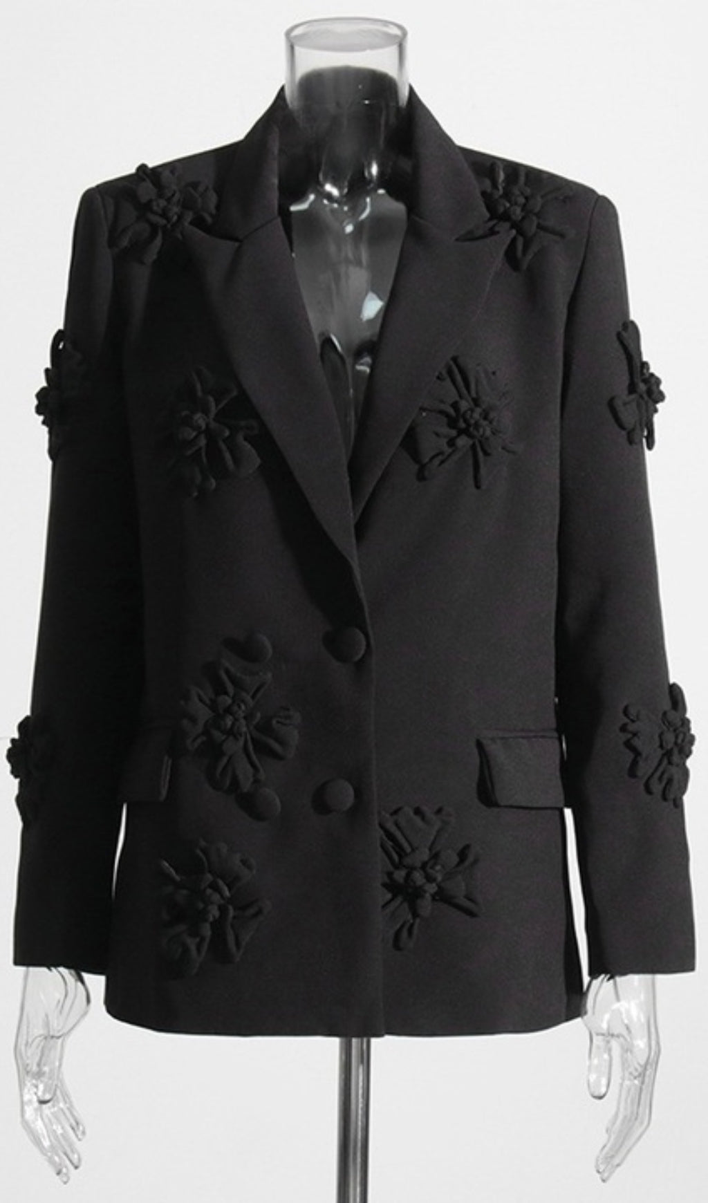 Fashionslee Women Acedia Black Three Dimensional Floral Suit