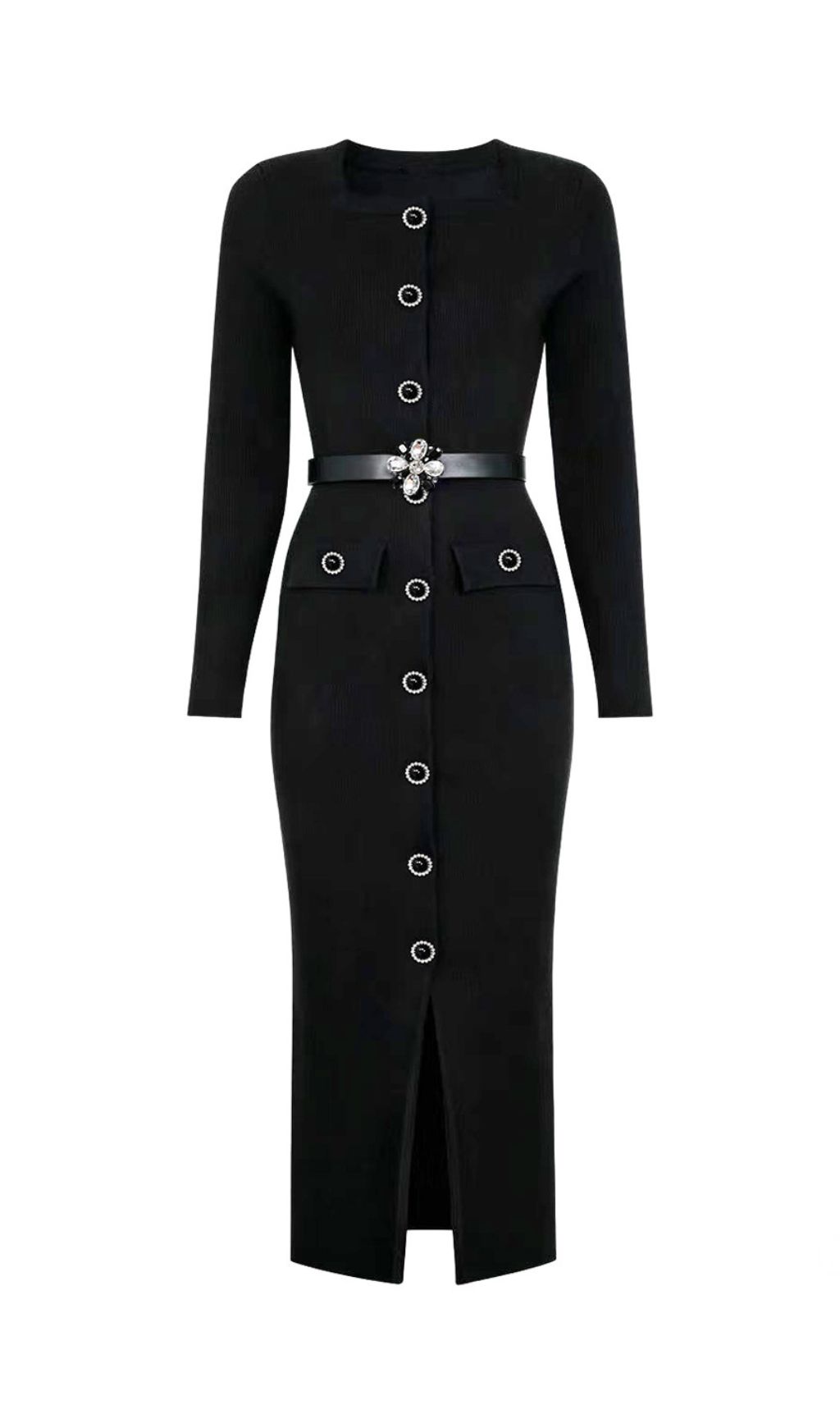 Fashionslee Women June Knit Long Sleeve Midi Dress