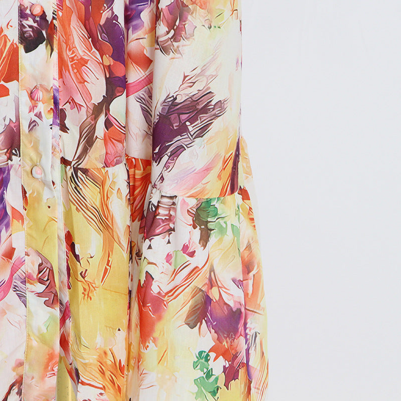 Fashionslee Women Poise Print Silk Midi Dress In Multi-Color