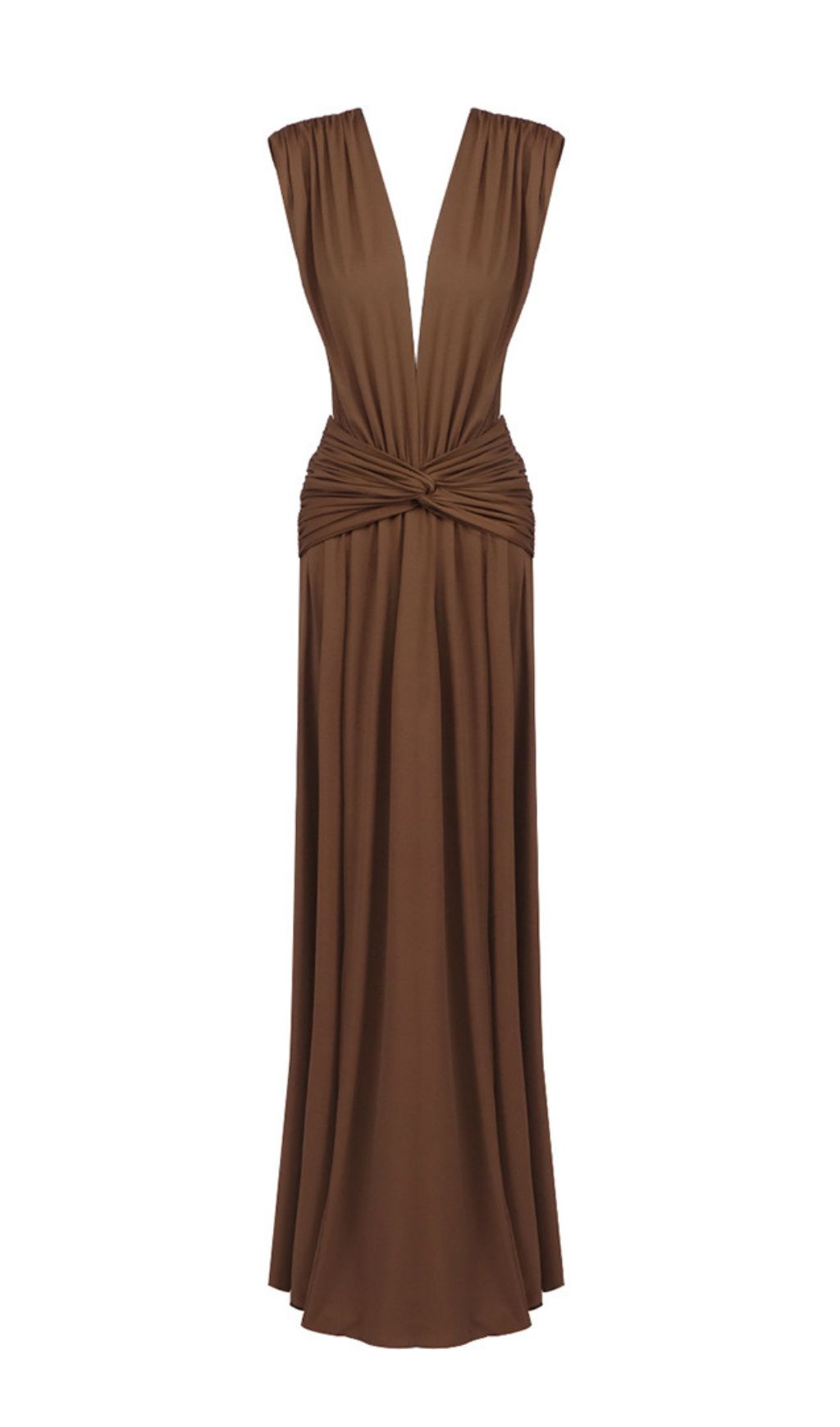 0469be7edd15d7cda3eac22ae0374d83.jpg Fashionslee Women Joselyn Coffee Deep V-Neck Maxi Dress