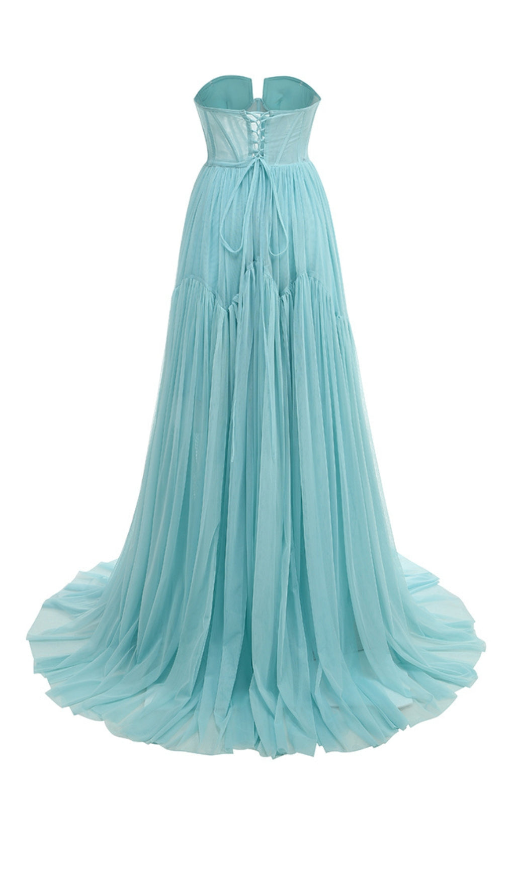 Fashionslee Women Blanca Blue Strapless Flower Corset Maxi Dress