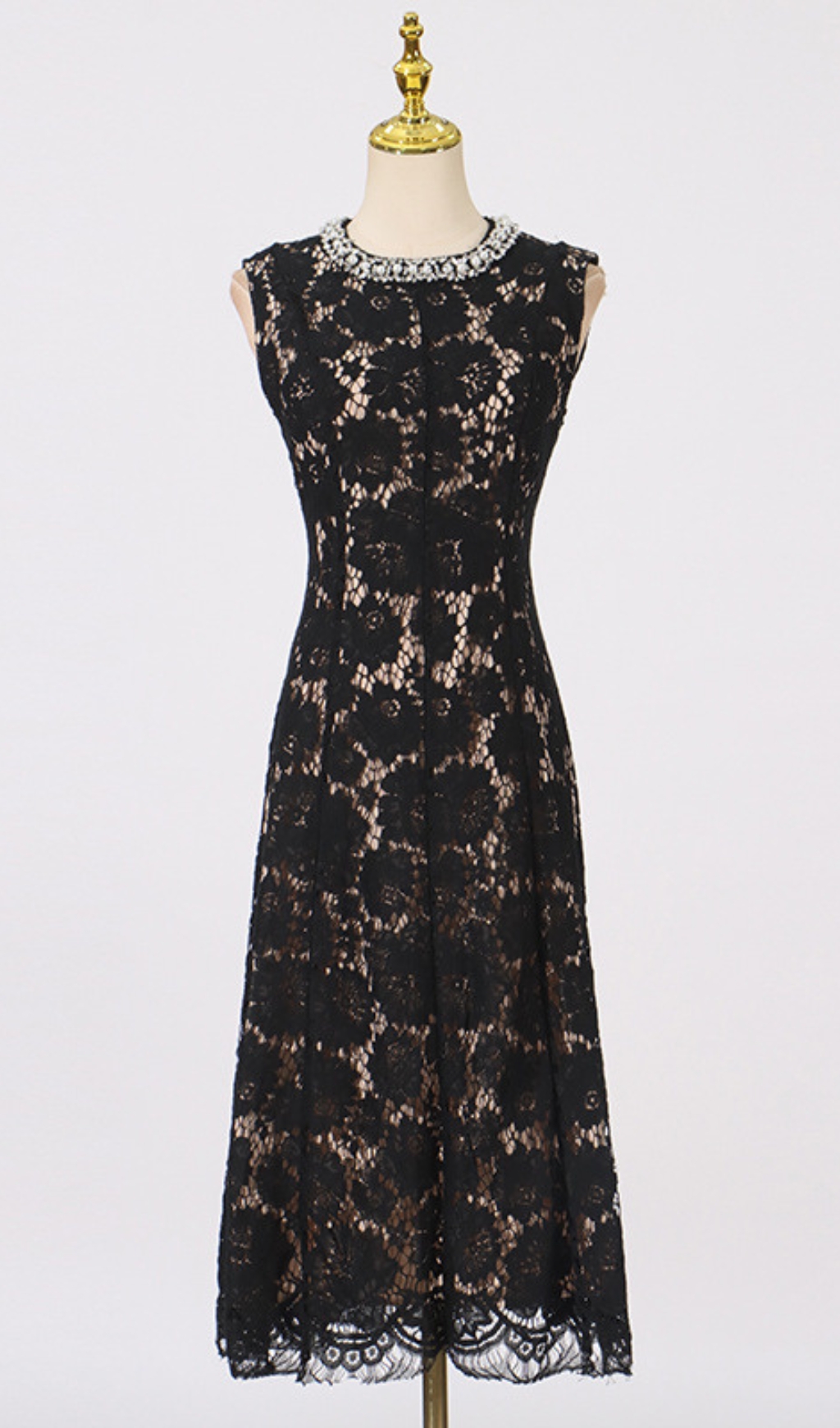 049d2e04466d96593bb767c9e7733459.jpg Fashionslee Women Fine Lace Pearl Midi Dress