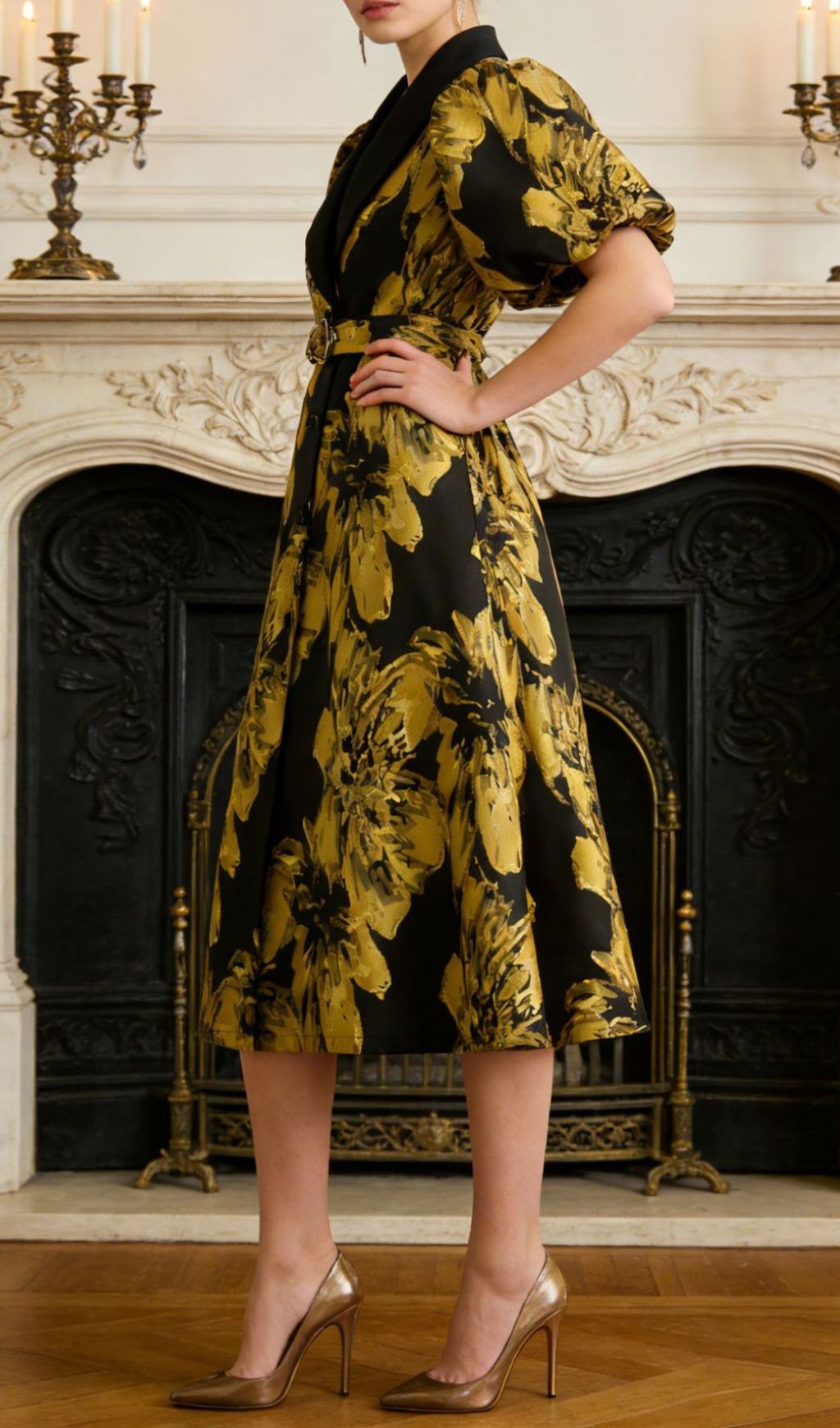 Fashionslee Women Kaila Yellow Flower Midi Dress