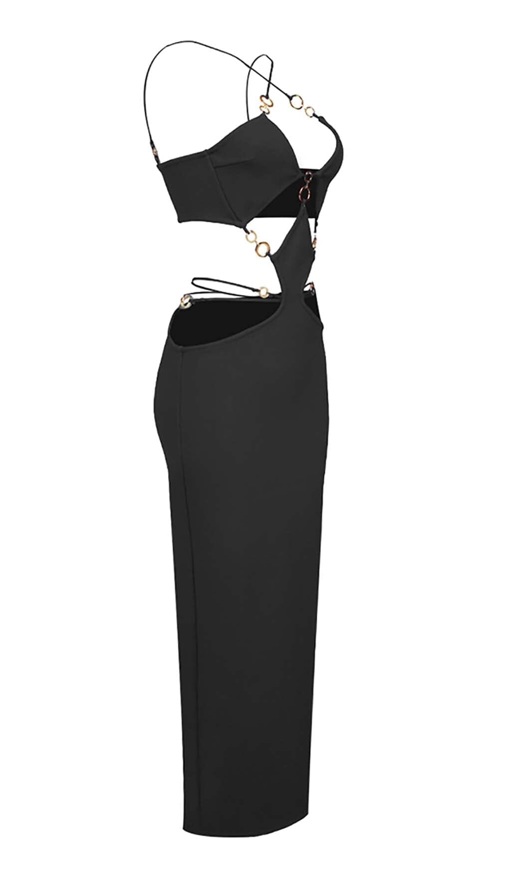 Fashionslee Women Cutout Chain Maxi Dress In Black