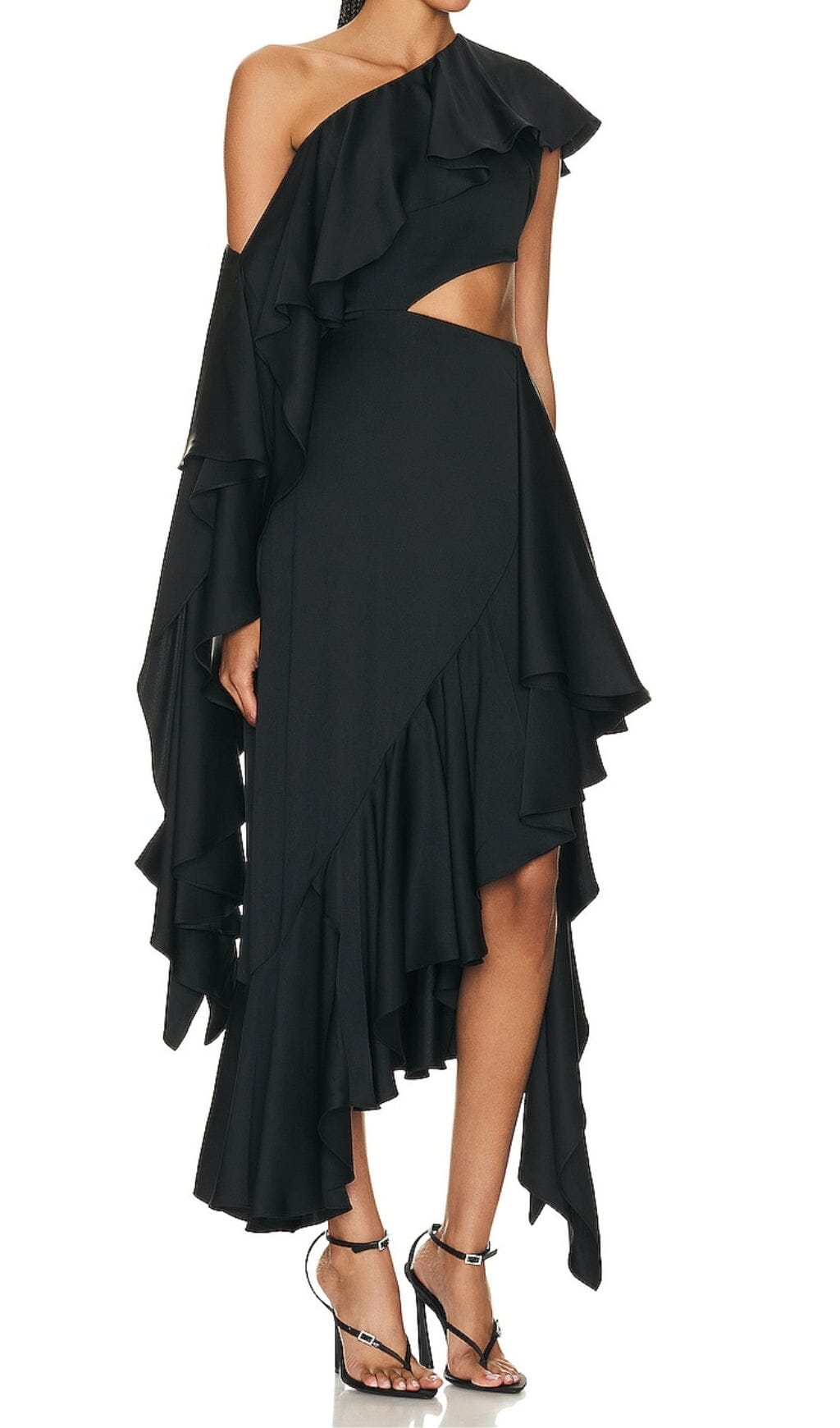 Fashionslee Women Ruffles Asymmetrical Maxi Dress