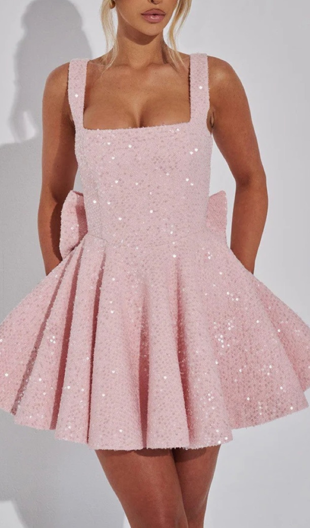 05547c0483738007ee504fa8889d4836.jpg Fashionslee Women Dark Pink Bow Mini Dress