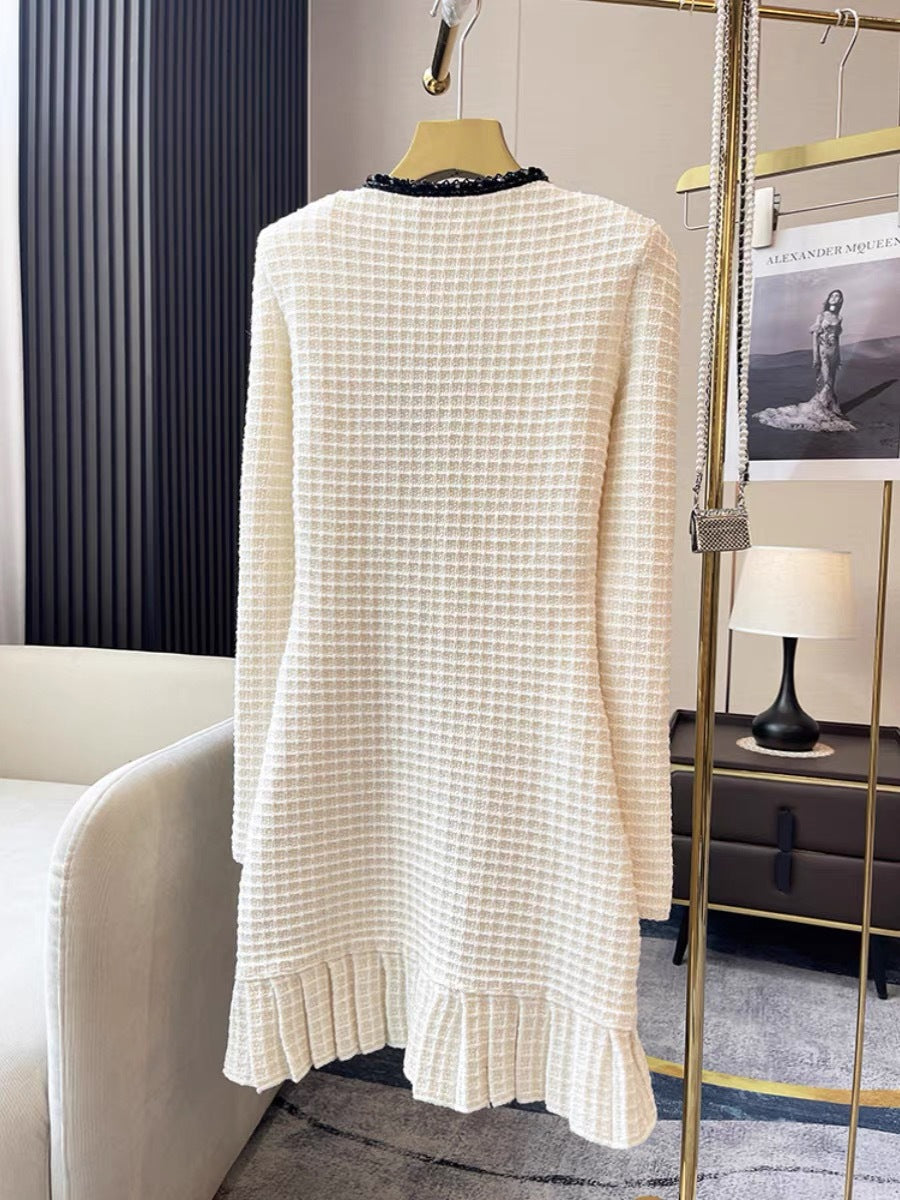 Fashionslee Women Athar Waffle Knit Ruffled Mini Dress