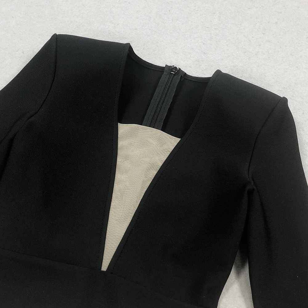 05b647c9f3bded3aea5617c58c8b704d.jpg Fashionslee Women Long Sleeve Crystal Puff Dress Black White