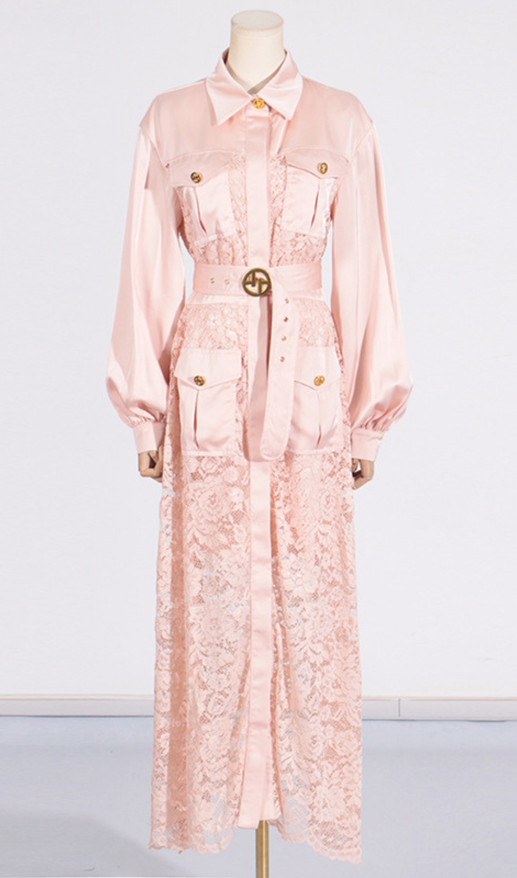Fashionslee Women Carissa Embroidery Belt Long Sleeve Maxi Dress