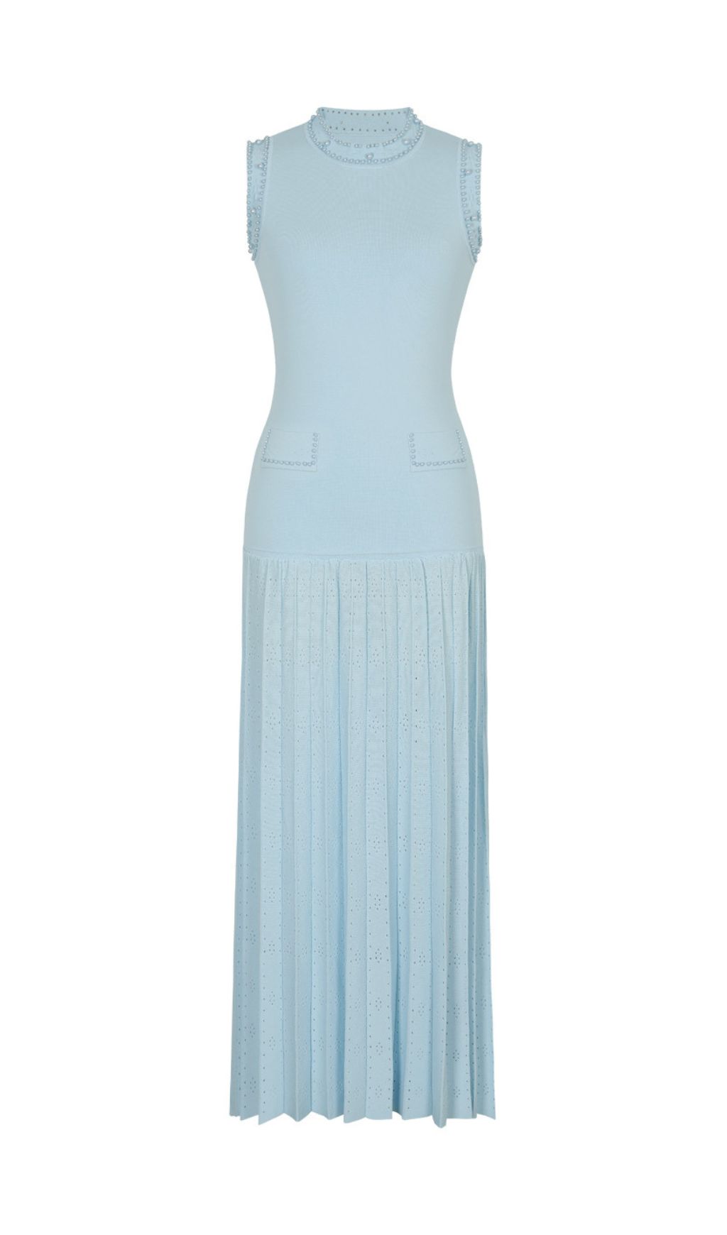 Fashionslee Women Edie Blue Bead Midi Dress & Cardigan
