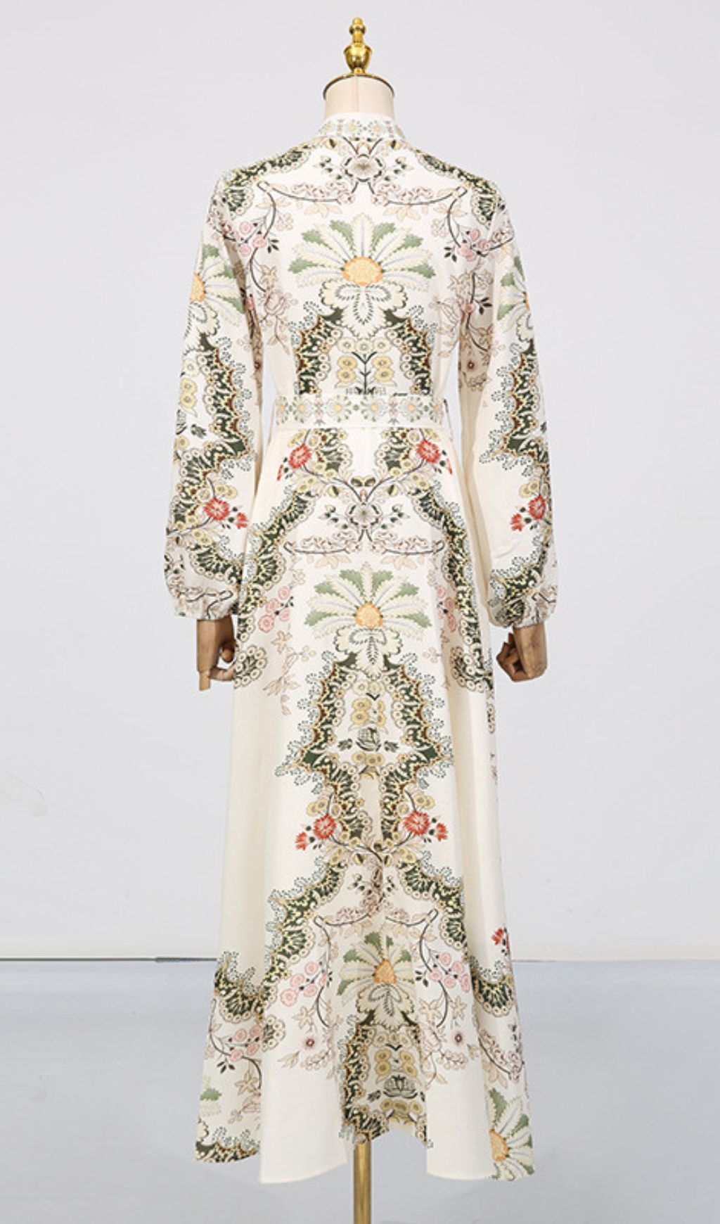 Fashionslee Women Fawzia Flower Printed Long Sleeve Maxi Dress