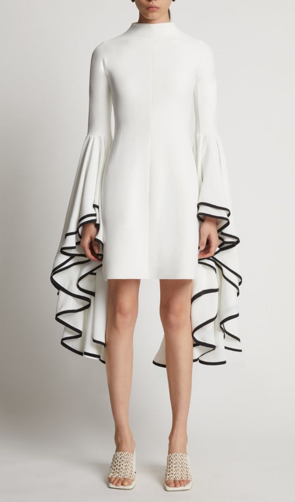 Fashionslee Women Ruffled Sleeve Mini Dress In White