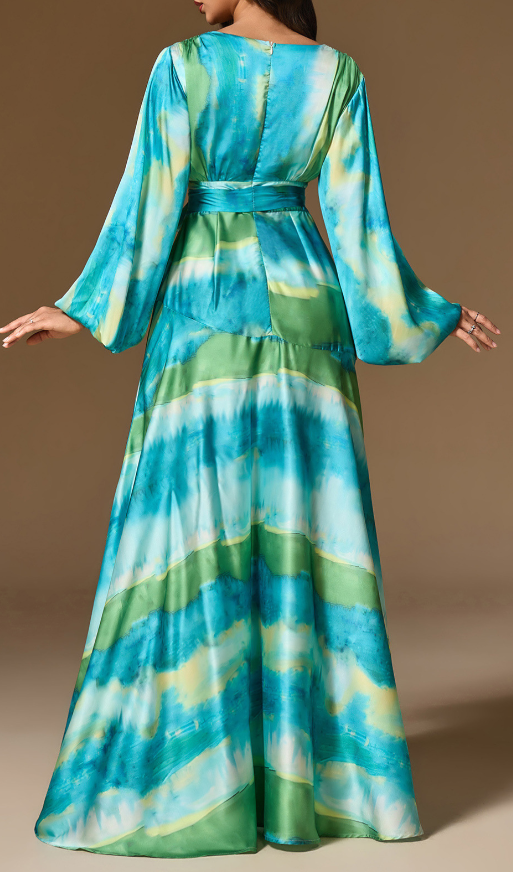 Fashionslee Women Galena Printed Long Sleeve Maxi Dress