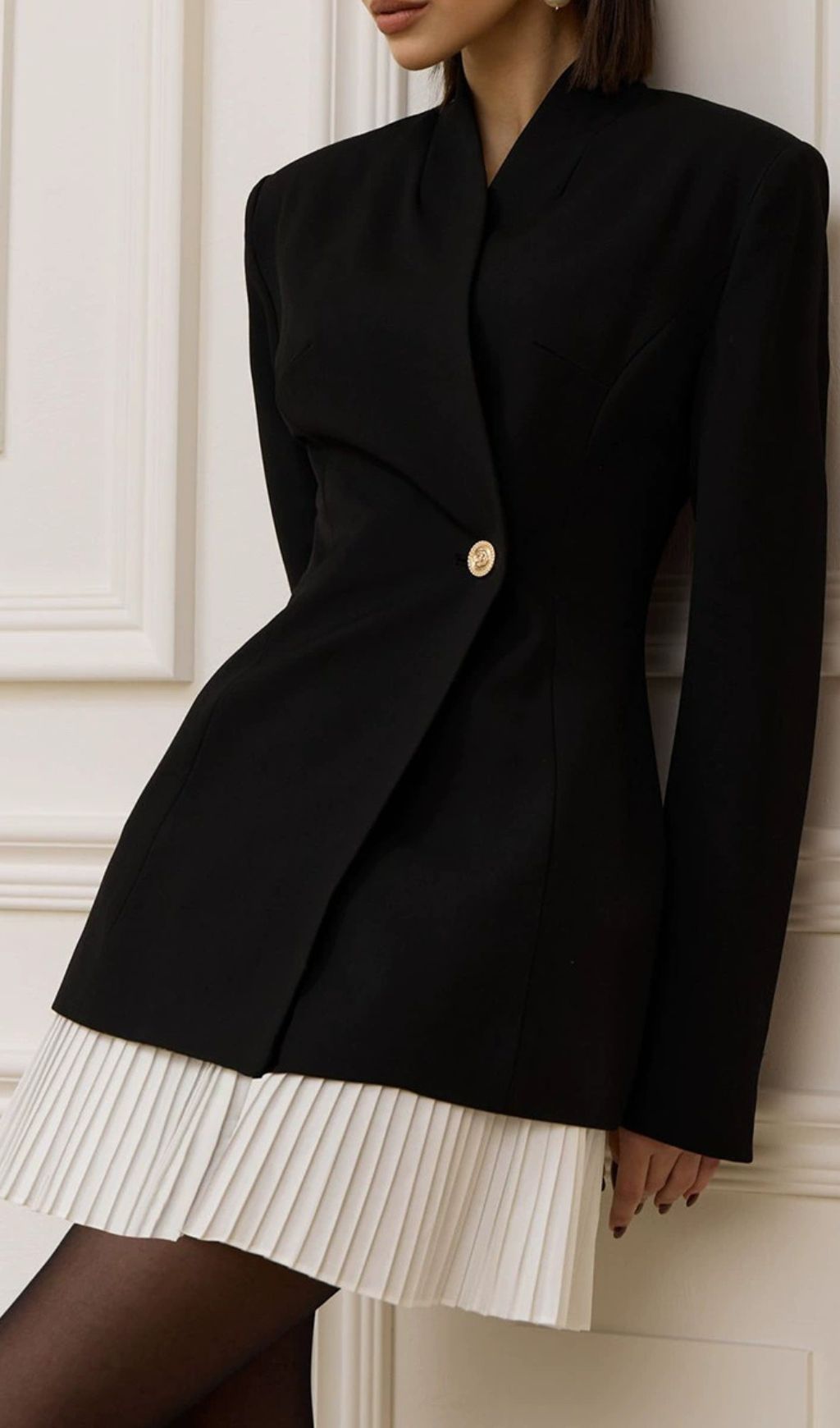 Fashionslee Women Haruna Black Blazer Dress